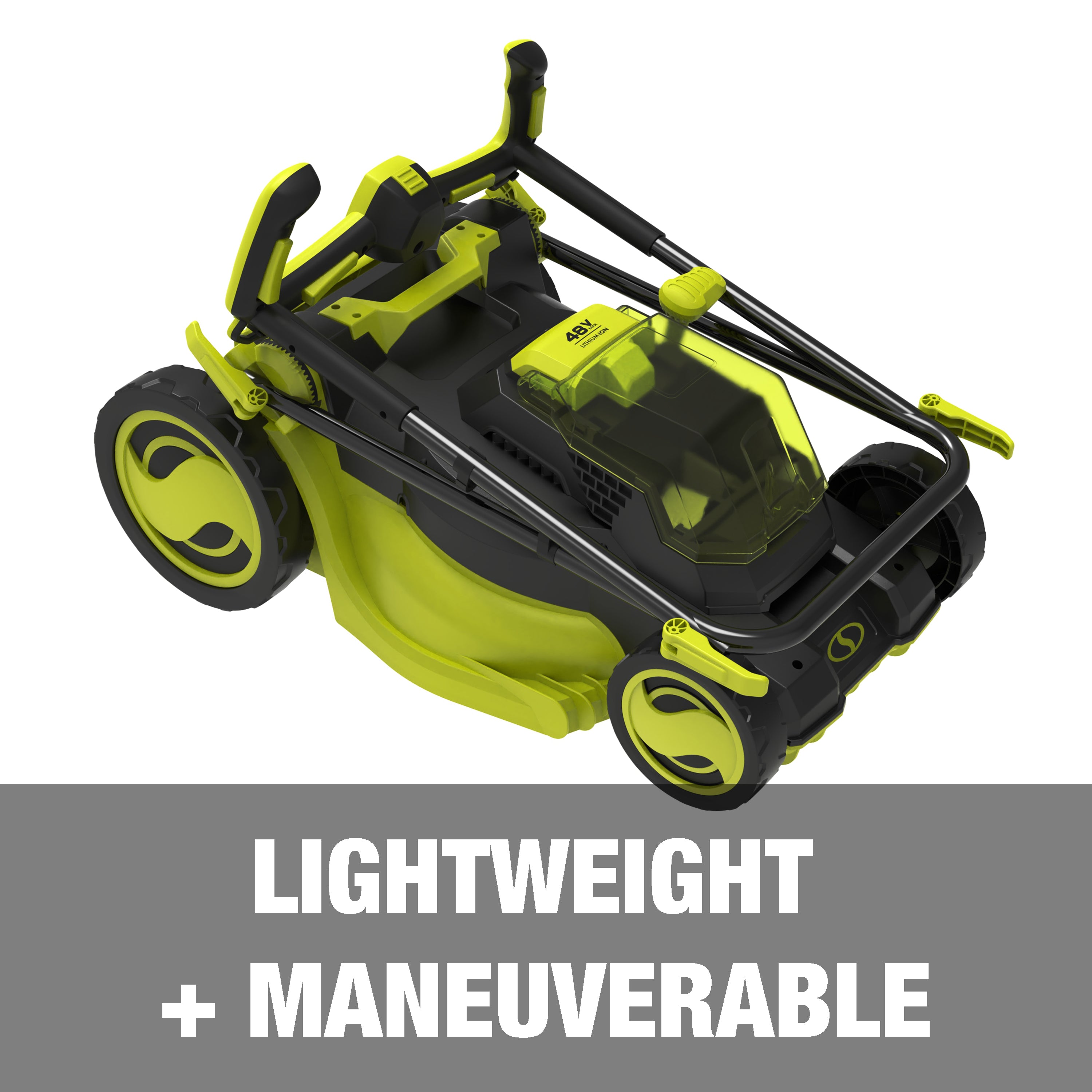 Sun Joe 24V X2 16LM-CT 48V IONMAX Cordless Brushless Lawn Mower with 12 Gallon Collection Bag | 16 Inch Cutting Width | Comfort Grip Handle | One-Touch 6-Position Height Adjustment | Tool-Free Assembly | Perfect for Small to Medium Yards, Patio Lawns & Landscaping