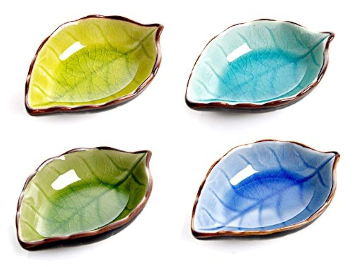 Ceramic Leaf-Shaped Appetizer Plates - Porcelain Sushi Saucers & Small Bowls for Dips, Sauce Dishes - Elegant Dinnerware for Parties, Weddings, and Japanese Cuisine