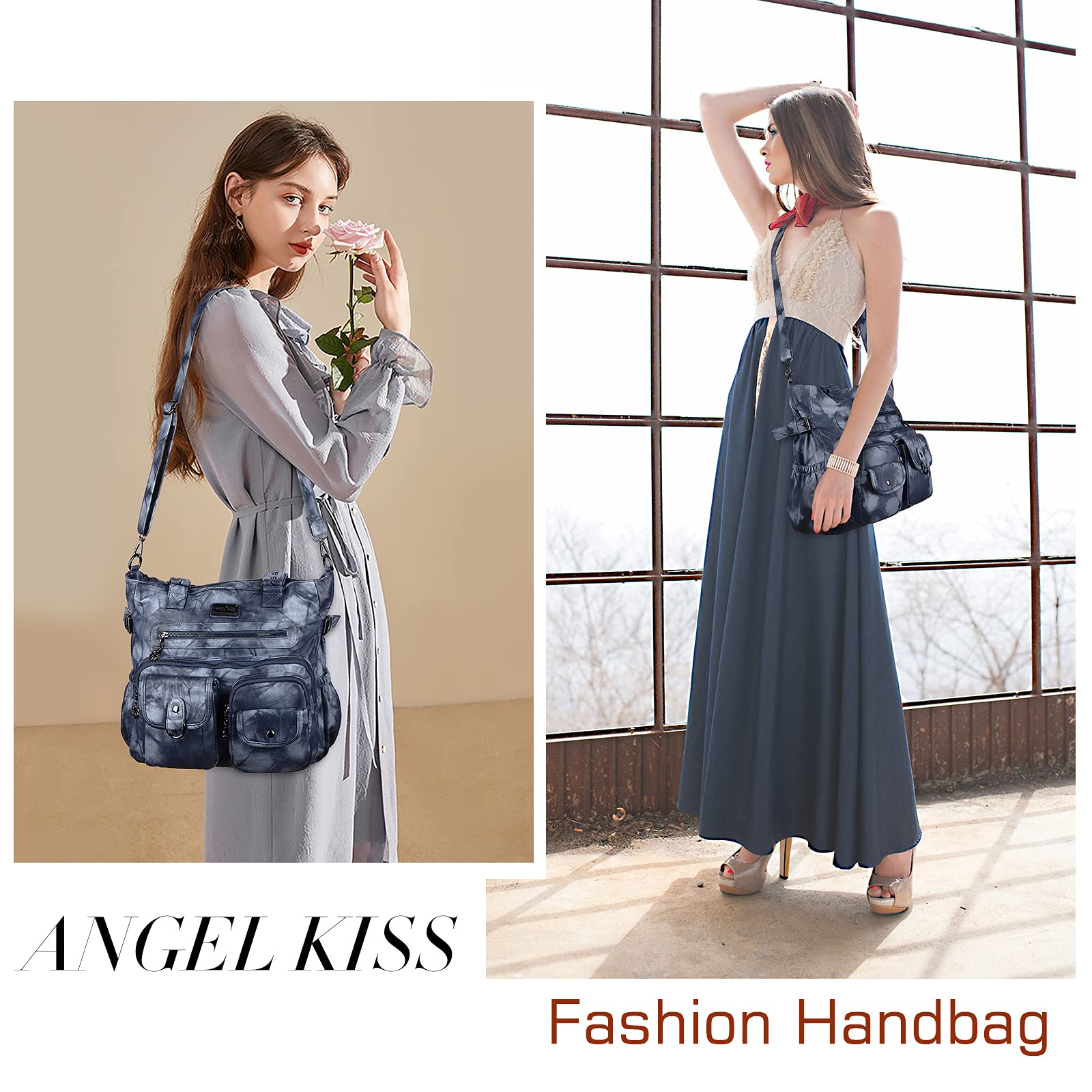 Angel Kiss Women's PU Leather Shoulder Bag - Stylish Tote for Work & Travel