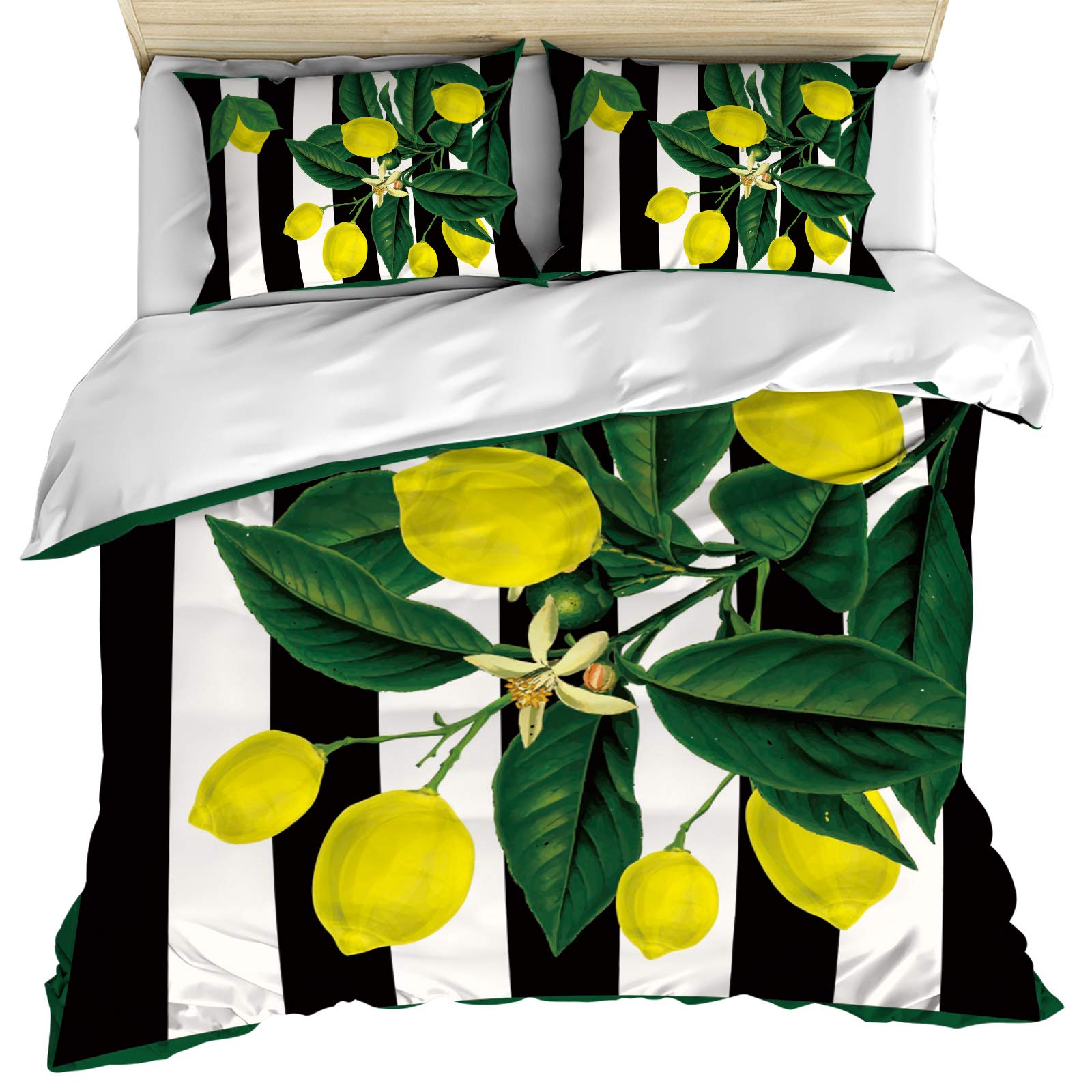 Luxury Crystal Emotion 3-Piece Bedding Set - California King Size Duvet Cover + Pillow Shams | Ultra Soft Breathable Microfiber for All Seasons | Black & White Stripe Design | Perfect for Spring Summer Bedroom Decor & Guest Room Essentials