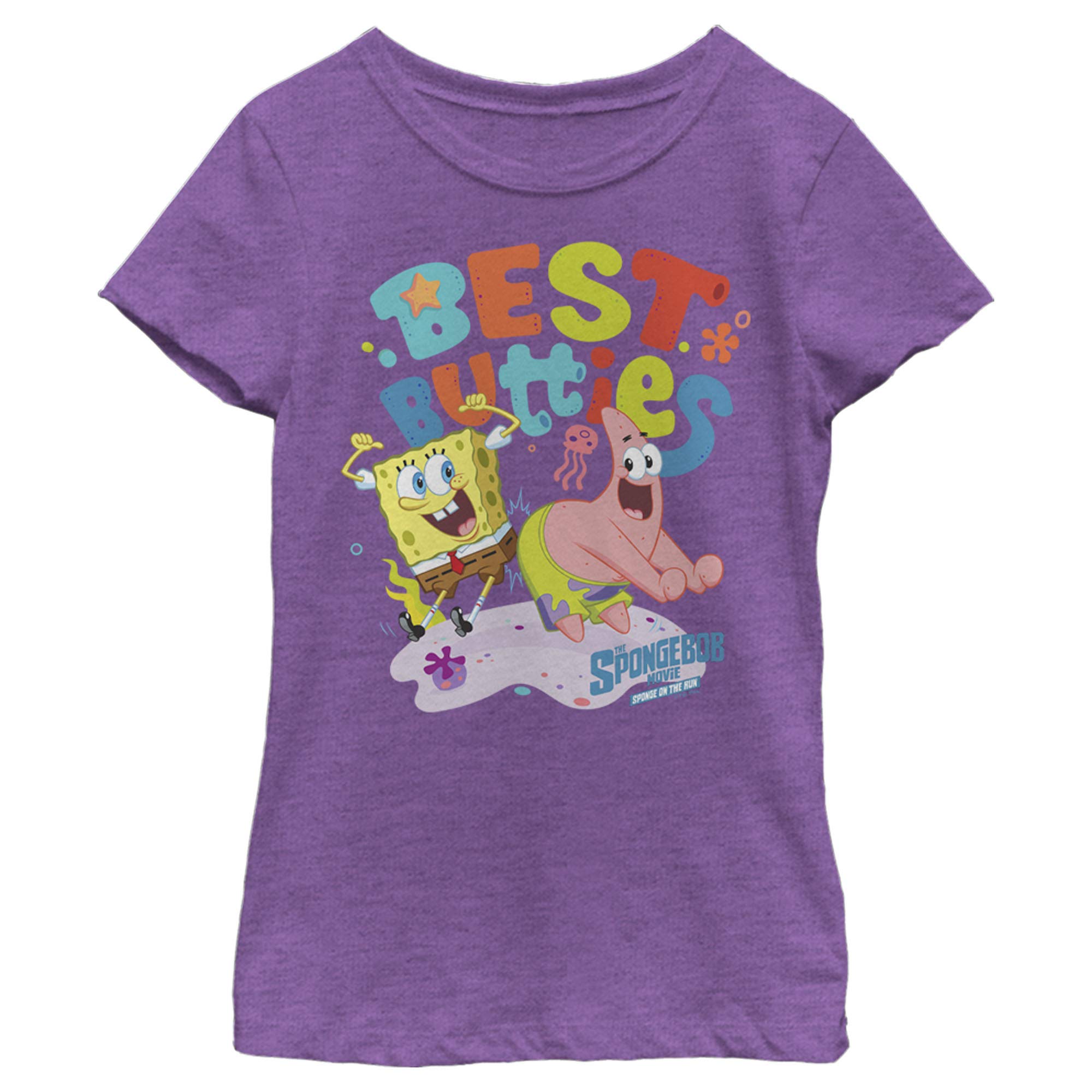 SpongeBob SquarePants Best Buddies Girls Short Sleeve T-Shirt for Kids - Soft Cotton Tee for Playdates, Birthday Parties & Casual Wear