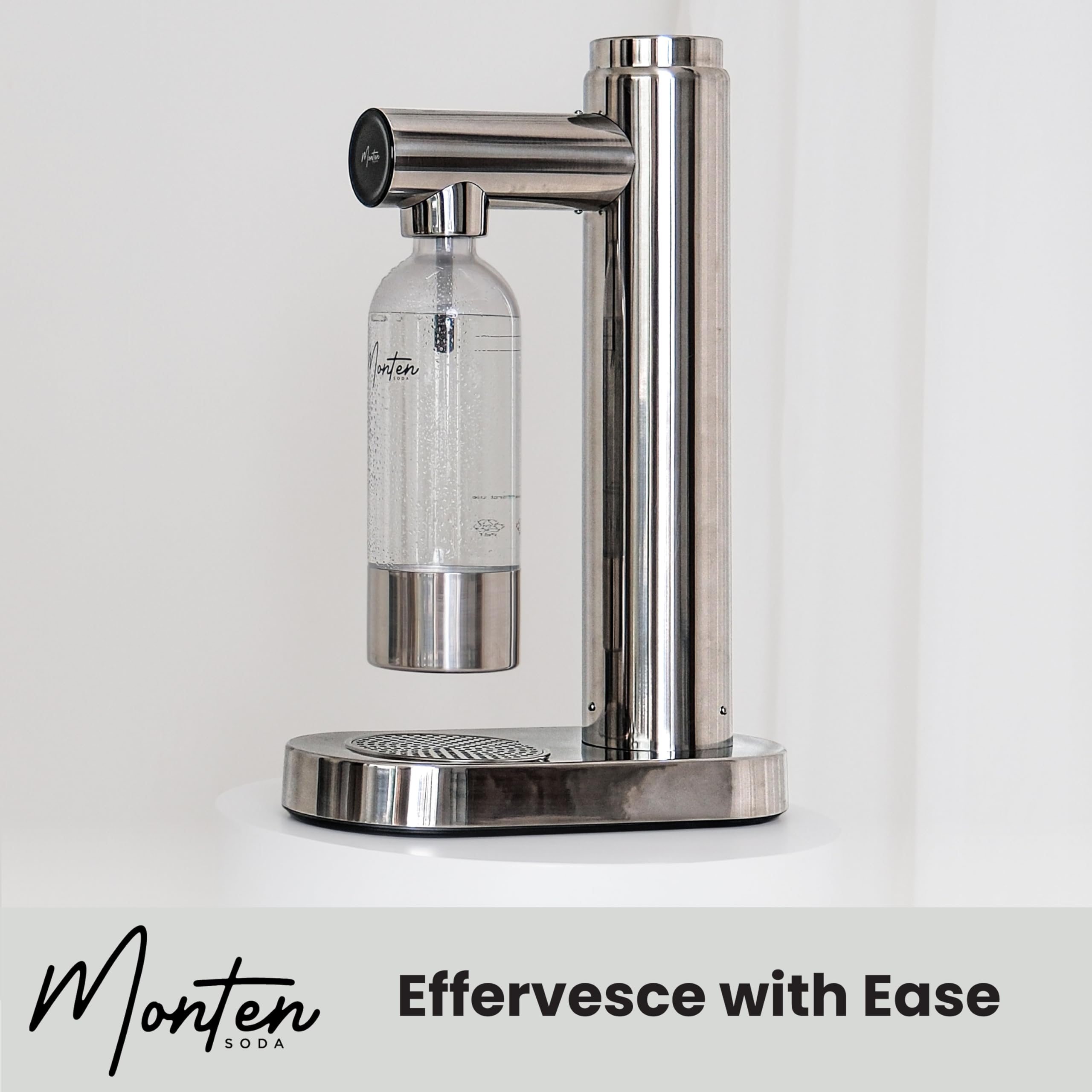 Premium Stainless Steel Sparkling Water Maker Machine - Includes 3 x 60L SodaSense CO2 Cylinders & 900ML Reusable PET Bottle - Eco-Friendly Home Carbonation System for Healthy Drinks - Perfect for Kitchen, Office, Parties & Gifts
