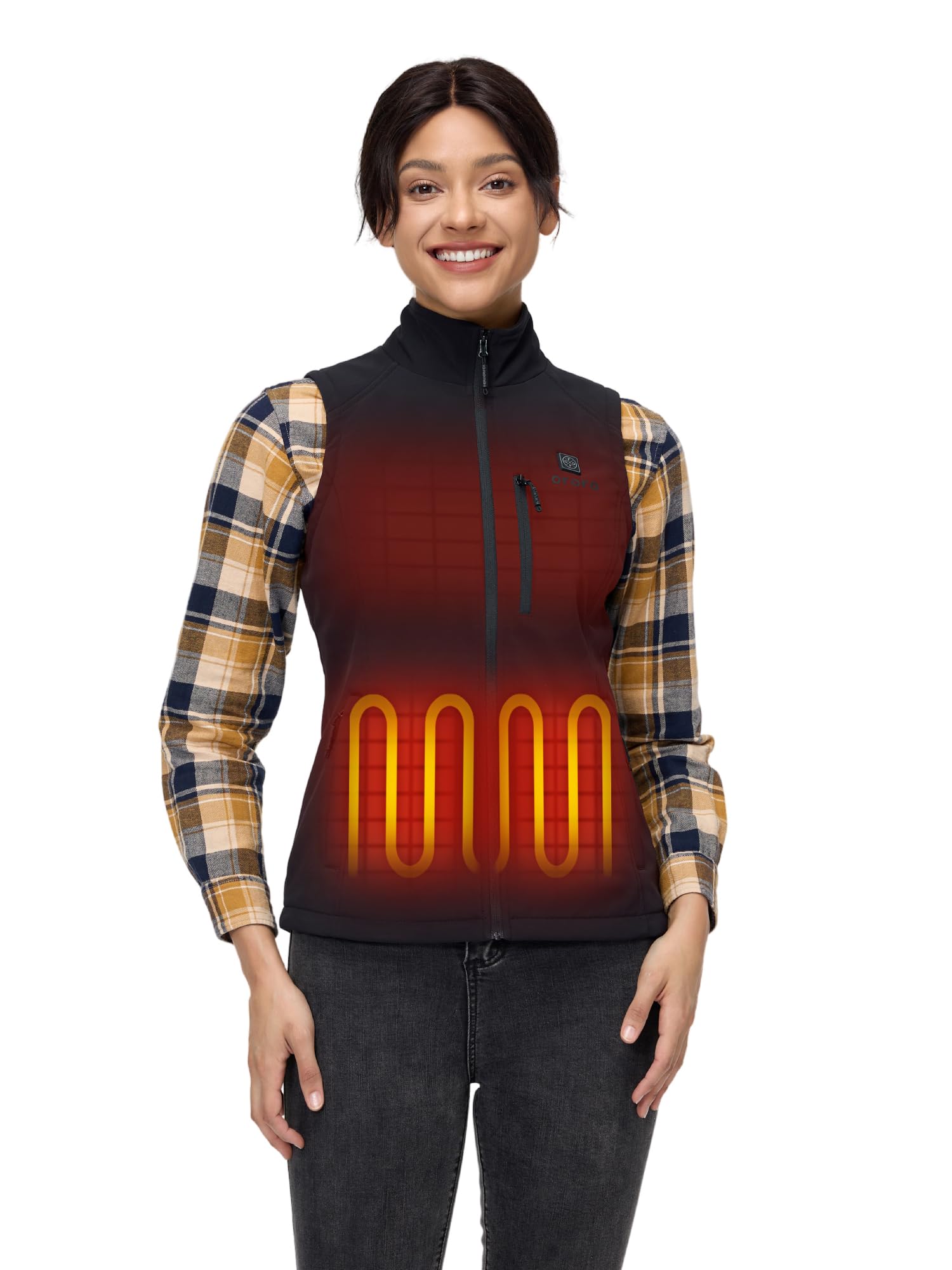 ORORO Women's Heated Softshell Jacket with Rechargeable Battery - Winter Warm Fleece Lined Vest for Golf, Hiking & Outdoor Activities (USB Charger Not Included) | Perfect for Cold Weather Sports & Commuting