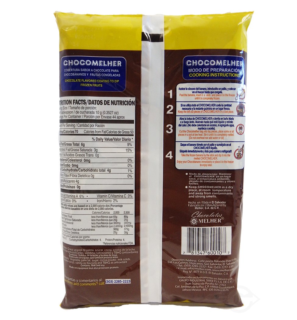 Melher Chocomelher Chocolate Flavored Coating 13.22 oz (Pack of 6) - Rich Chocolate Flavor for Baking, Desserts & Candy Making - Perfect for Cakes, Cookies & DIY Treats