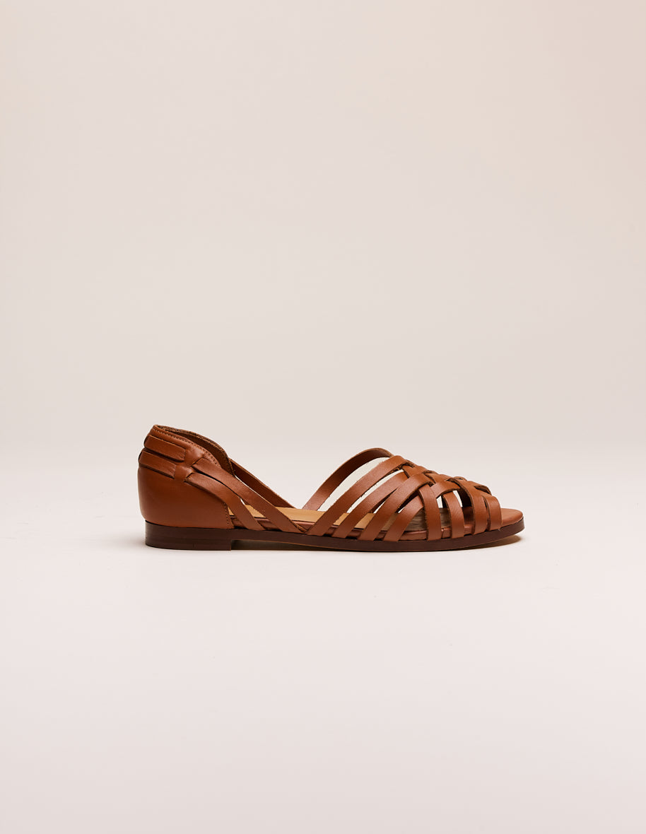 Roxanne Leather Sandals for Women - Genuine Cognac Brown - Comfortable & Stylish for Summer, Beach, and Casual Outings