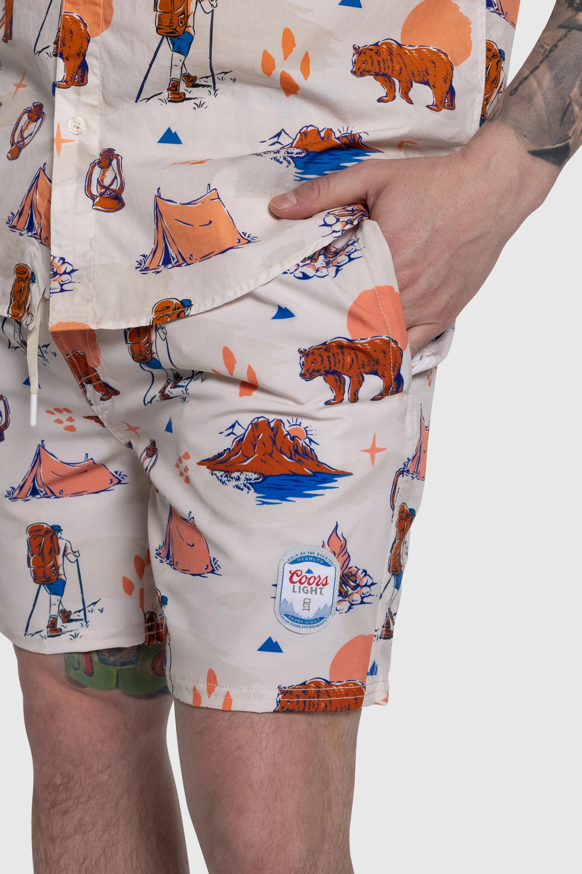 Coors Light Swim Shorts for Men - Quick Dry Beach Shorts with Pockets - Perfect for Swimming, Surfing, and Summer Vacations