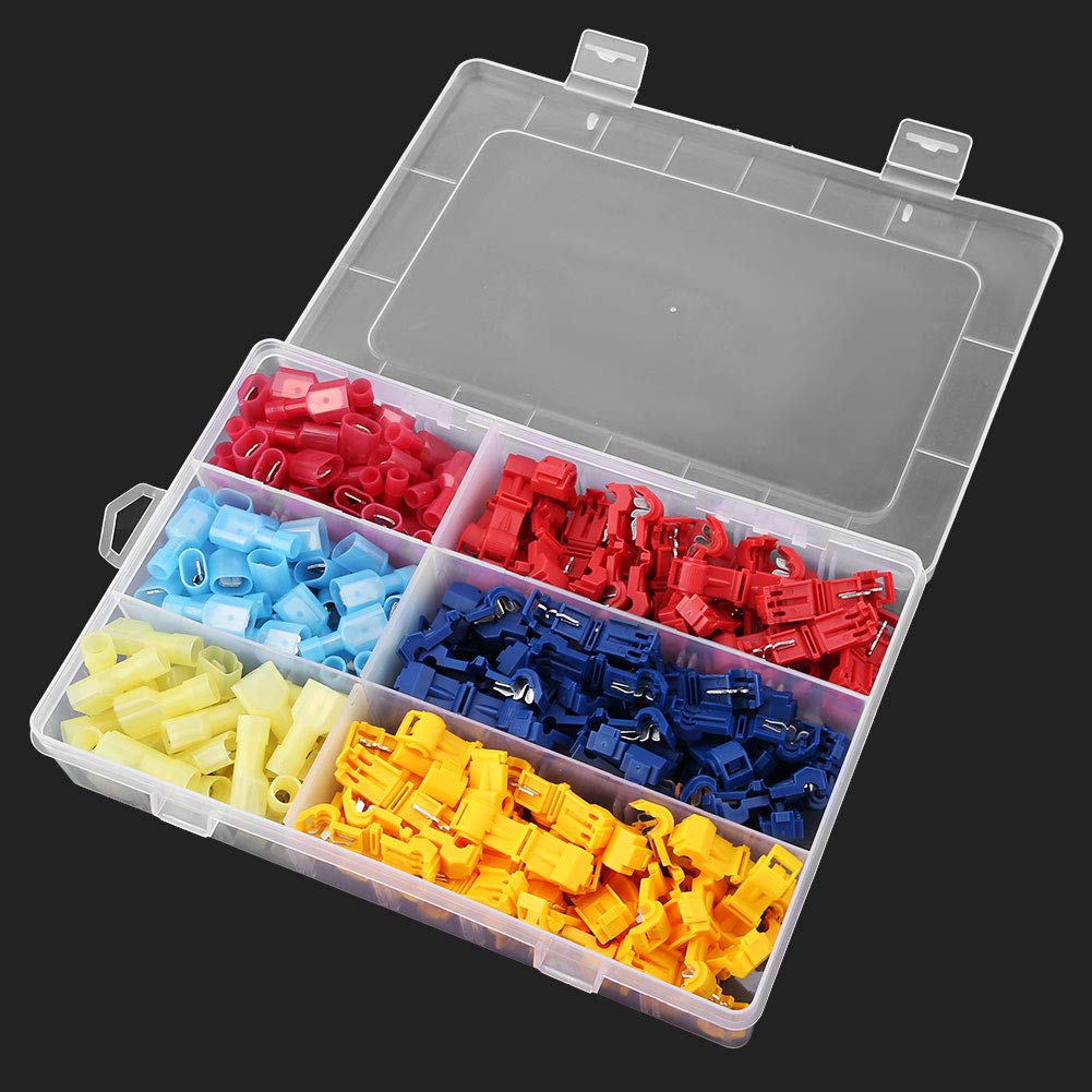 Meiyya 240pcs T-Tap Wire Connectors Kit - Brass & Plastic Solderless Terminals for Auto & Home Wiring