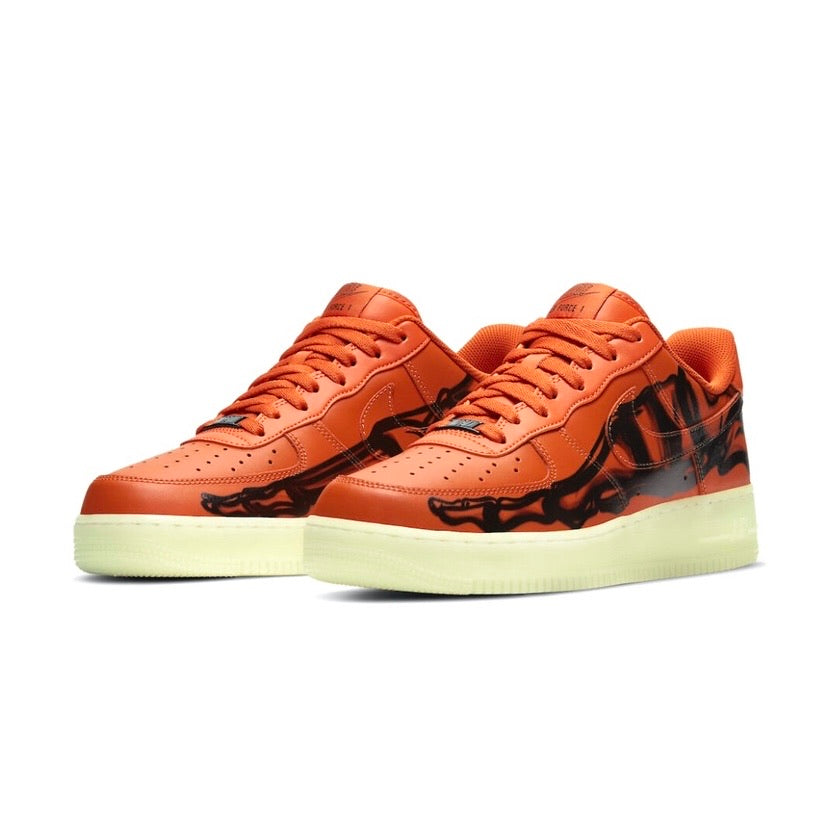 Nike Air Force 1 Low 'Skeleton Starfish' Sneakers - Orange, White & Black Colorway | Streetwear Fashion & Casual Wear for Men & Women