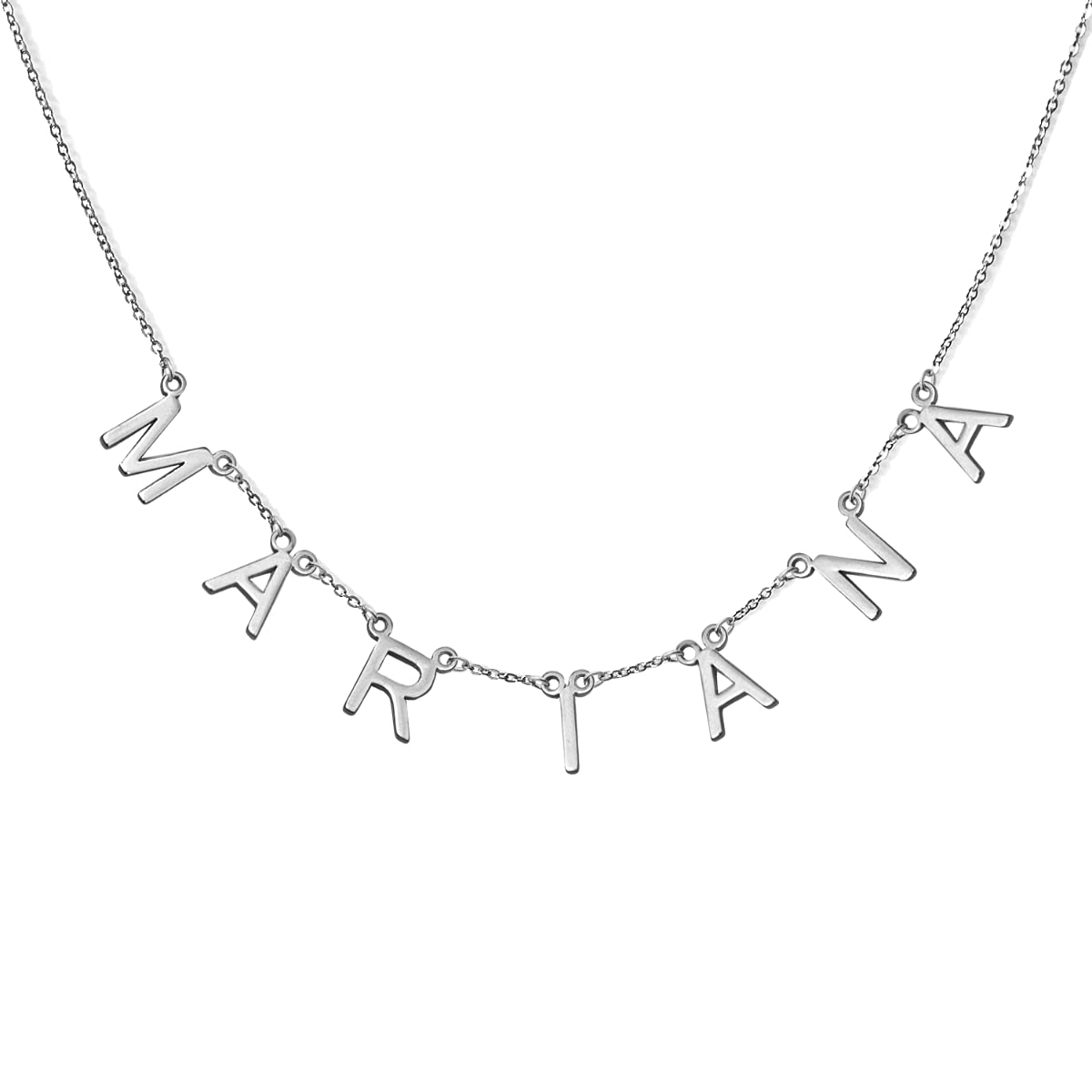 Custom Silver Personalized Name Necklace for Women & Girls - Engraved Spaced Letter Jewelry Gift for Birthday, Anniversary & Special Occasions