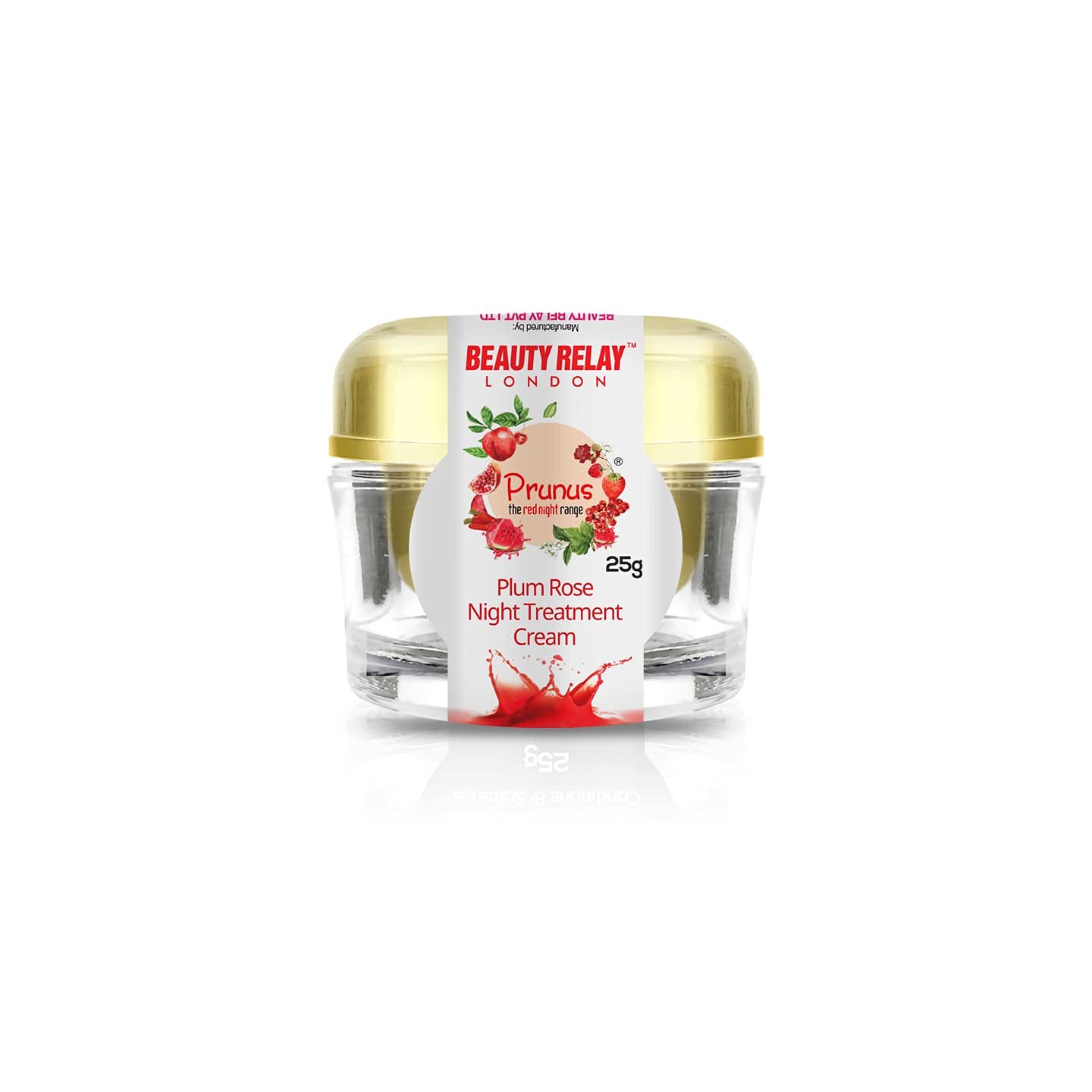 BEAUTYRELAY LONDON Prunus Plum Rose Night Treatment Cream with Shea Butter - Anti-Aging, Dark Spot Remover, Brightening Face Moisturizer for All Skin Types, 25g | Night Skincare Routine for Glowing, Youthful Skin