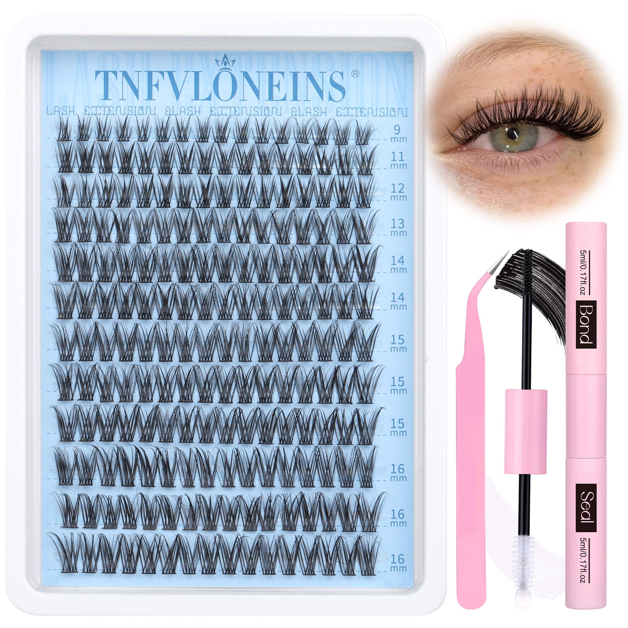 Natural Wispy Lash Clusters Kit - DIY Eyelash Extension Set with C Curl & Waterproof Individual Lashes | Soft Cluster Lashes with Bond & Seal | Perfect for Daily Wear, Special Occasions & Professional Makeup