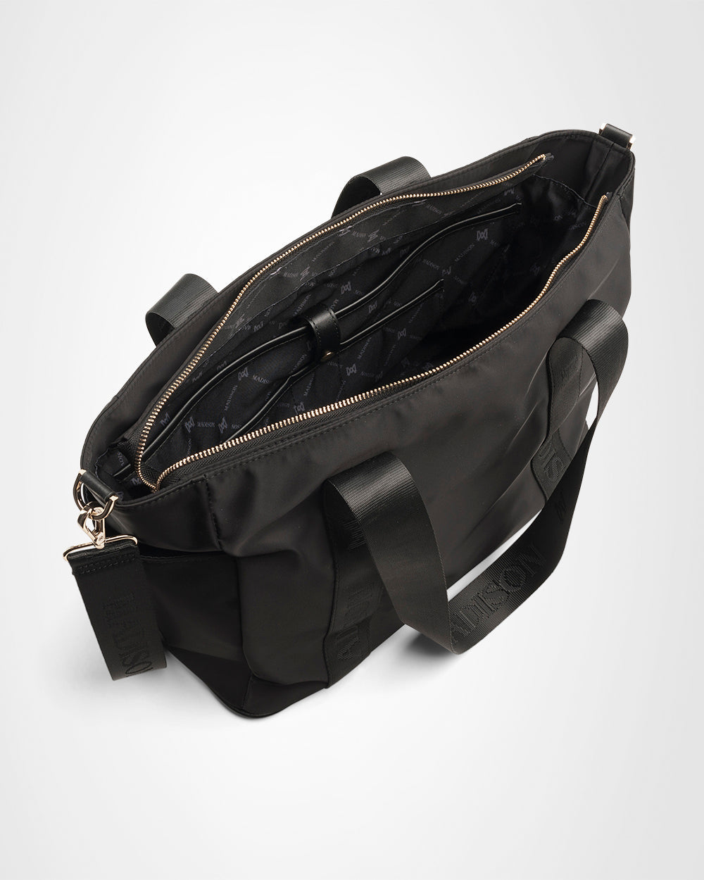 Anita Large Nylon Tote Bag with Monogram Webbing Strap - Stylish & Durable Women's Work Bag for Office, Travel & Shopping
