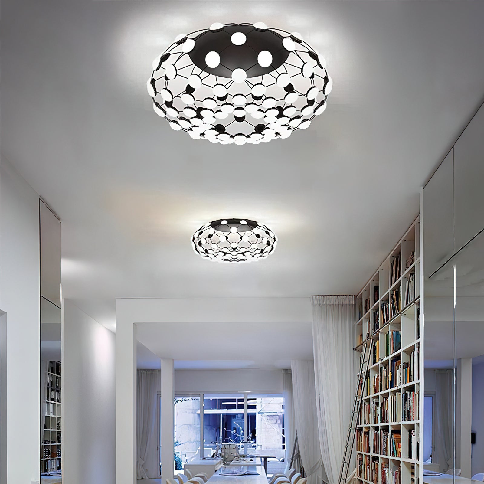 Modern Black and White Mesh Ceiling Lamp - Stylish Pendant Light for Living Room, Bedroom, Dining Room & Office Decor