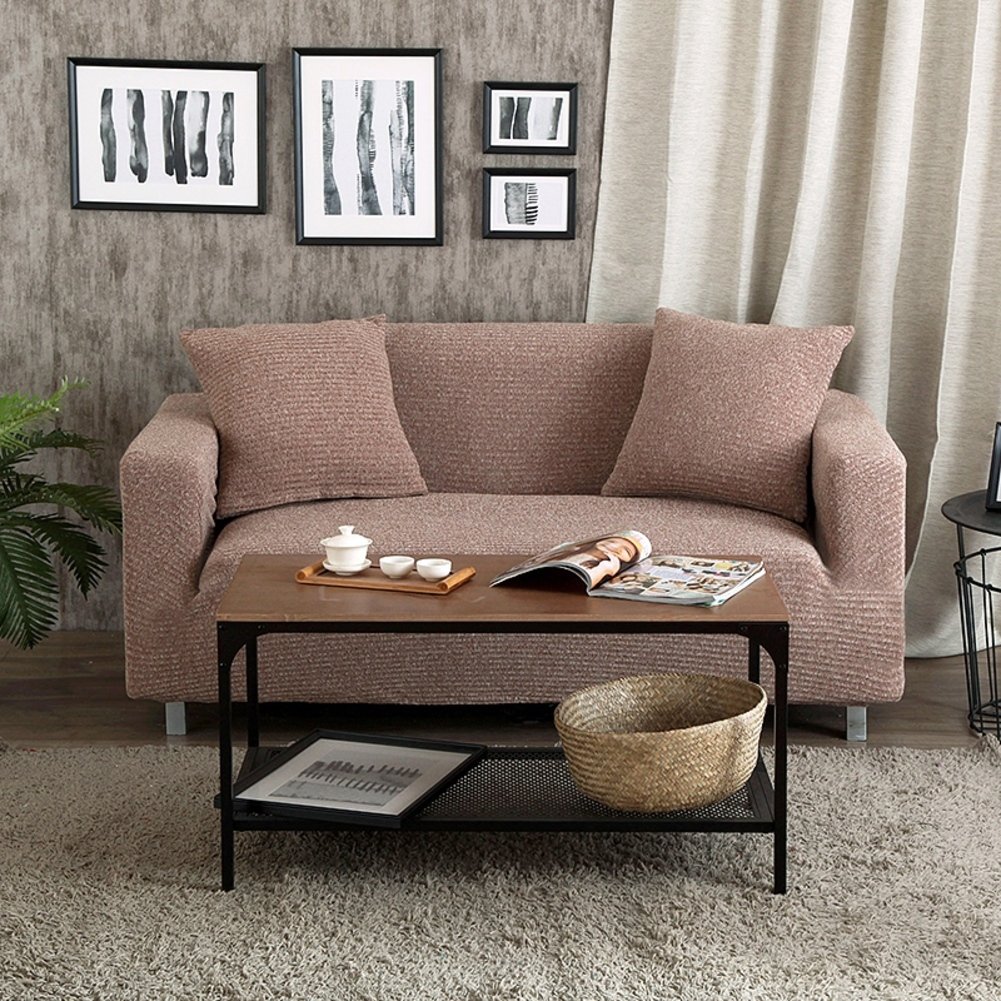 Quilted Sofa Slipcover - High Elasticity, Non-Slip Furniture Protector for Pets & Kids - All Season Washable Couch Cover - Solid Color Sectional Sofa Throw Pad (55x73 Inch) - Perfect for Living Room, Family Room & Pet-Friendly Homes