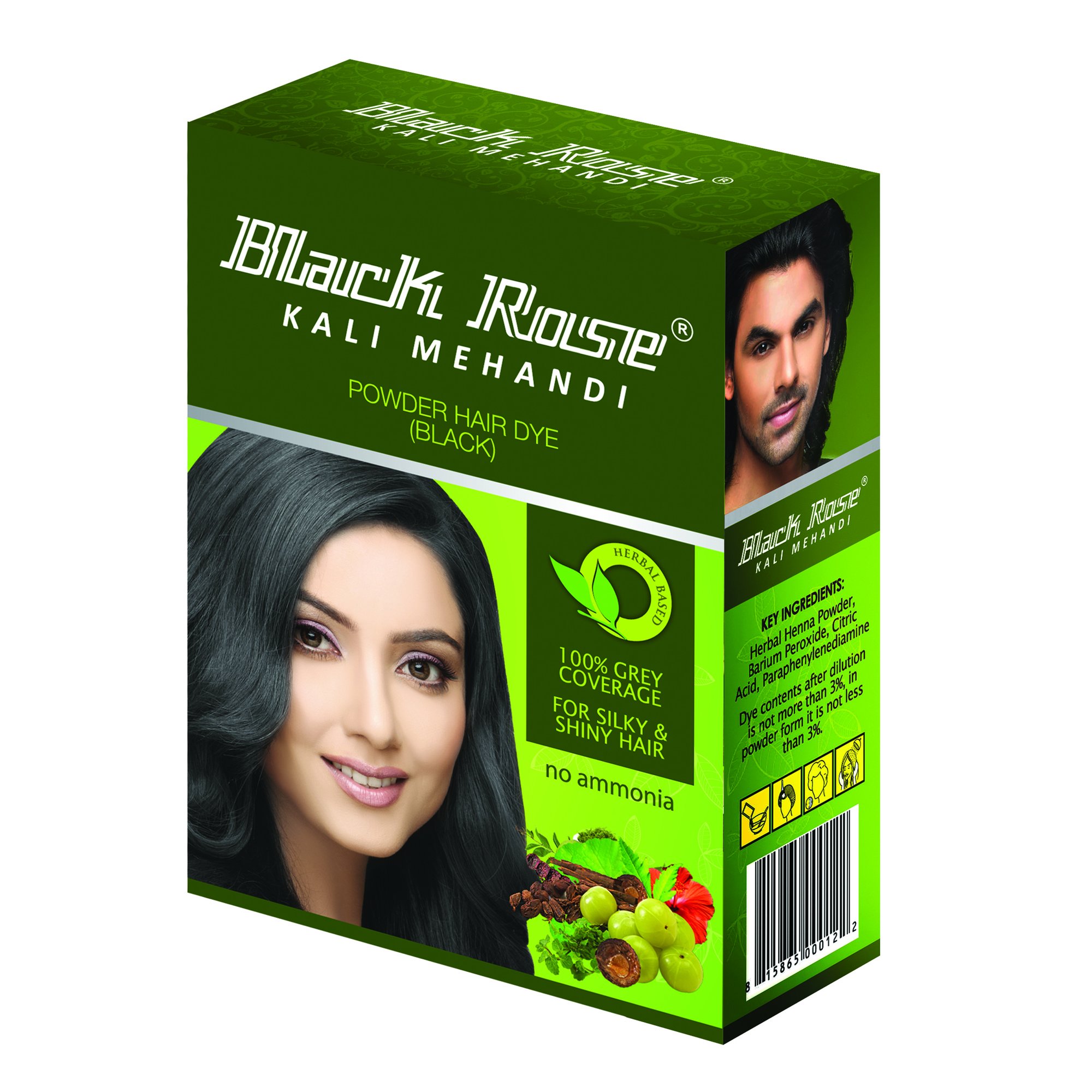 Black Rose Kali Mehandi - Natural Herbal Black Henna Hair Dye for Women & Men (5 Pack x 10g, Total 50g) | Chemical-Free Hair Coloring | Perfect for DIY Salon, Home Use & Natural Hair Care