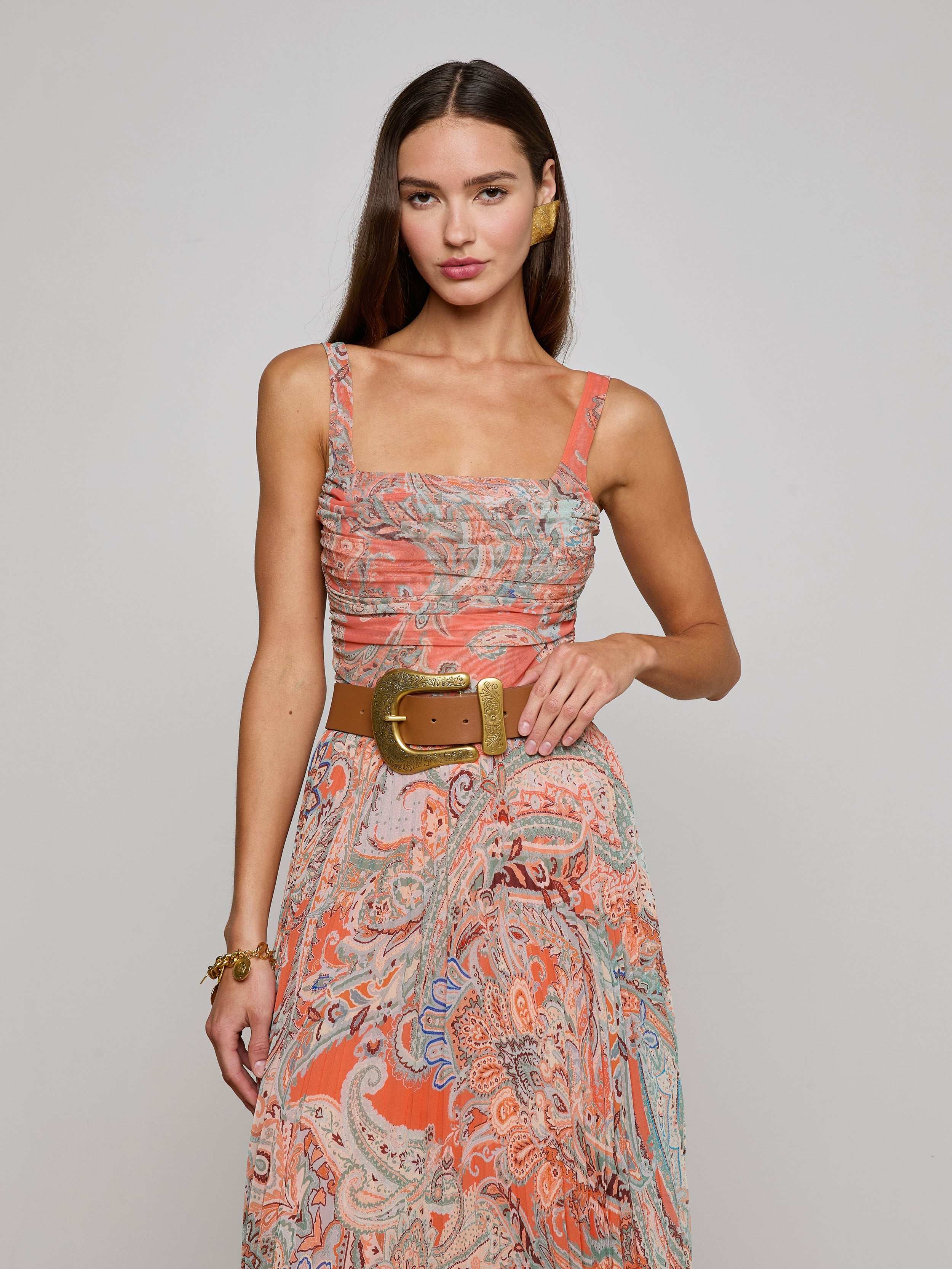 Rasha Mesh Paisley Tank Top for Women - Breathable Summer Casual Lace Crop Top - Perfect for Beach, Music Festivals and Boho Outfits