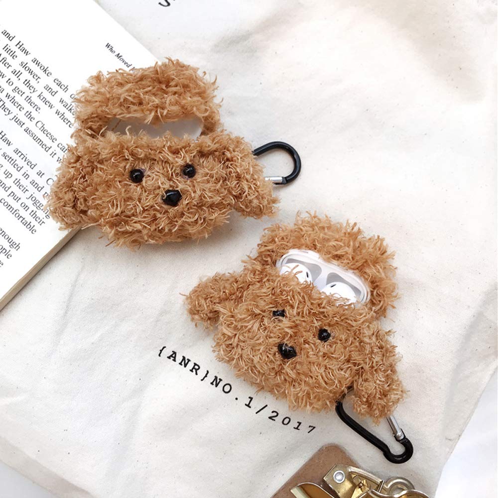 Cute Teddy Dog AirPods Case with Keychain for AirPods 1st & 2nd Gen - Protective Cover for Apple Wireless Earbuds | Perfect Gift for Pet Lovers & Music Enthusiasts