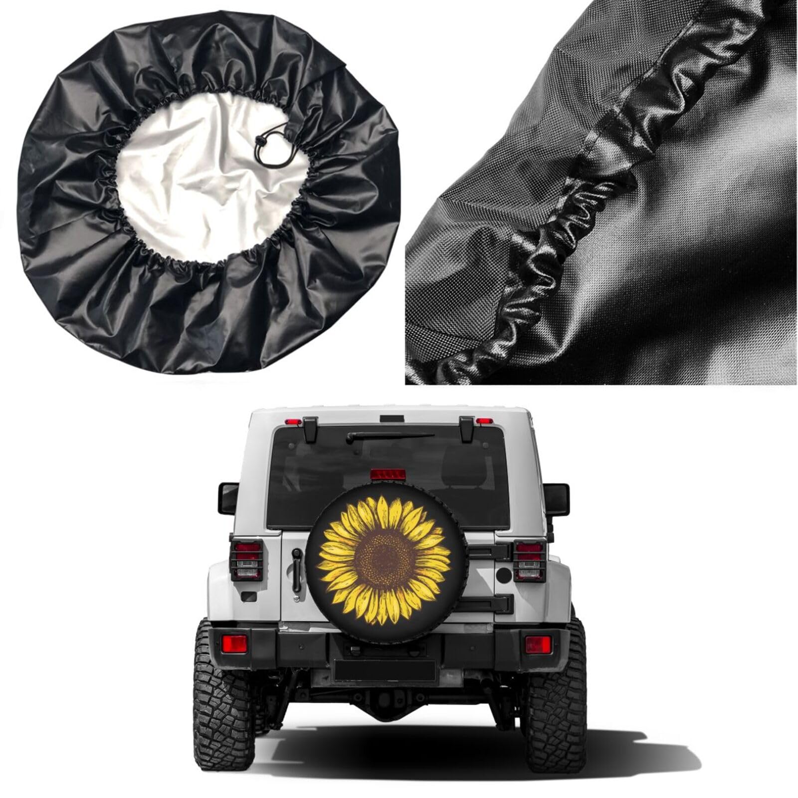 Retro Sunflower Spare Tire Cover - 14 Inch Dust-Proof Wheel Protector for Trailers, RVs, SUVs & More | Perfect for Outdoor Adventures & Road Trips