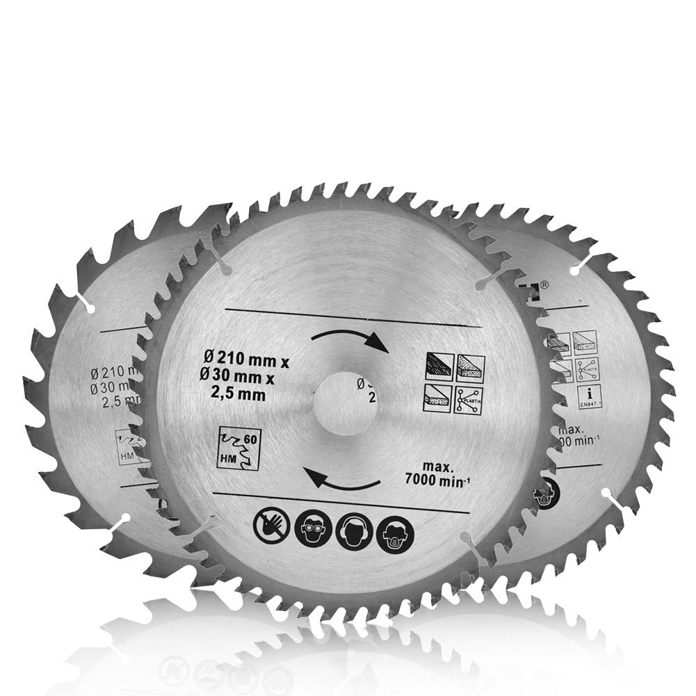 Premium 210mm Circular Saw Blades Set - 24T/48T/60T Multi-Tooth Saw Disc with 30mm Bore (3-Pack) - Perfect for Woodworking, Metal Cutting & DIY Projects