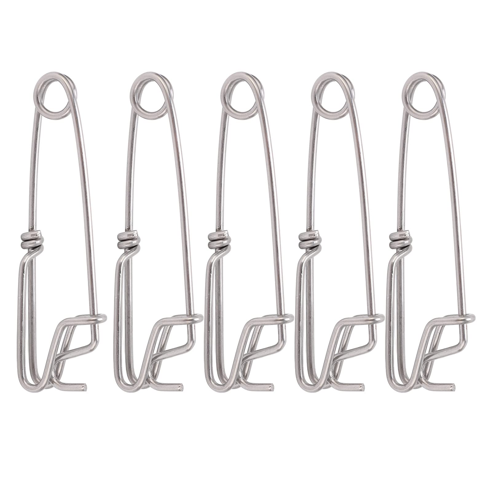 5-Pack Durable Stainless Steel Longline Fishing Clips (2.6x100mm) - Heavy Duty Saltwater Fishing Gear for Tuna, Swordfish & Deep Sea Fishing - Perfect for Boat, Pier & Offshore Angling Accessories