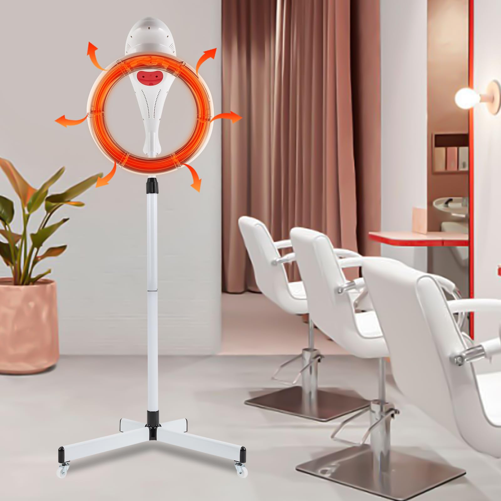Professional 950W Hair Dryer with Adjustable Height Stand - 80℃/176℉ Temperature Control & 360° Rotation for Salon & Home Use - White | Perfect for Styling, Blowouts & Salon-Quality Results at Home