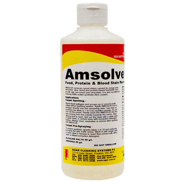 Agar Amsolve Food, Protein & Blood Stain Remover - Powerful Enzyme Cleaner for Laundry, Clothing & Fabric - Ideal for Removing Tough Stains from Workout Gear, Baby Clothes & Household Linens