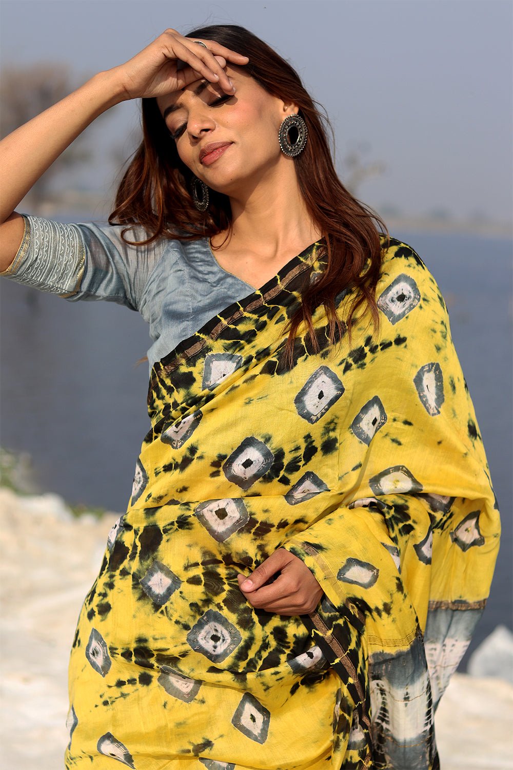 Buttercup Bliss Bandhni Chanderi Saree - Handcrafted Indian Traditional Saree for Women, Perfect for Weddings, Festivals & Special Occasions