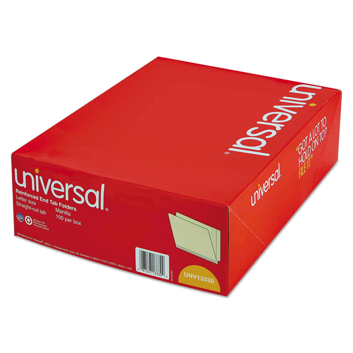 UNV13330 Heavy Duty Straight Tab File Folders - Letter Size Manila Folders, 3 Pack (300 Total) for Office Organization, School Supplies & Document Storage