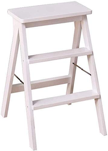 Foldable Wooden Step Stool with 3 Steps - Portable Pedal Ladder for Home, Kitchen, Bathroom & Kids - Non-Slip Climbing Stool, High Stool & Step Chair for Adults & Children