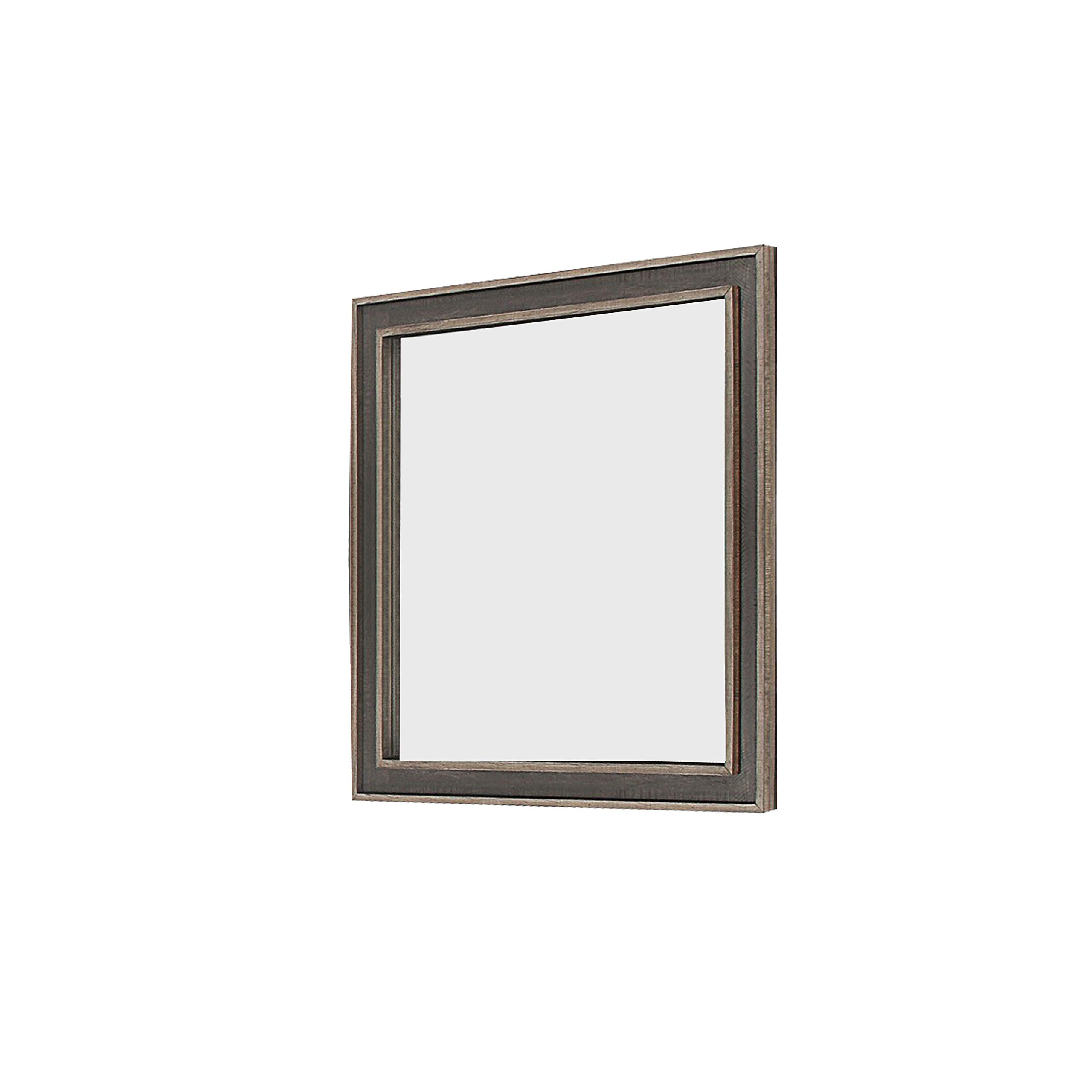 Benjara Modern Wooden Frame Dresser Mirror with Plank Design - Brown - Perfect for Bedroom Vanity, Dresser, or Bathroom Decor