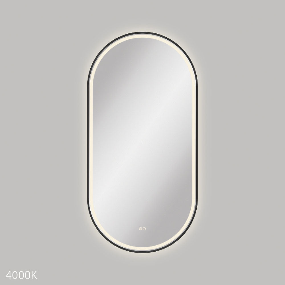 Fienza LED60120FPB Empire LED Matte Black Framed Bathroom Mirror 24x48 Inches - Modern Vanity Mirror with LED Lighting for Bathroom, Bedroom, and Dressing Room