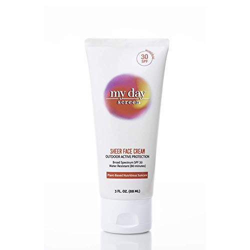 Sheer Face Cream SPF 30 - Zinc Oxide Mineral Sunscreen for Daily Moisturizing | Broad Spectrum Protection, Water Resistant & Reef Safe | Vegan, Natural & Sustainable Formula (3 oz) - Perfect for Outdoor Activities, Beach Days & Sensitive Skin Care