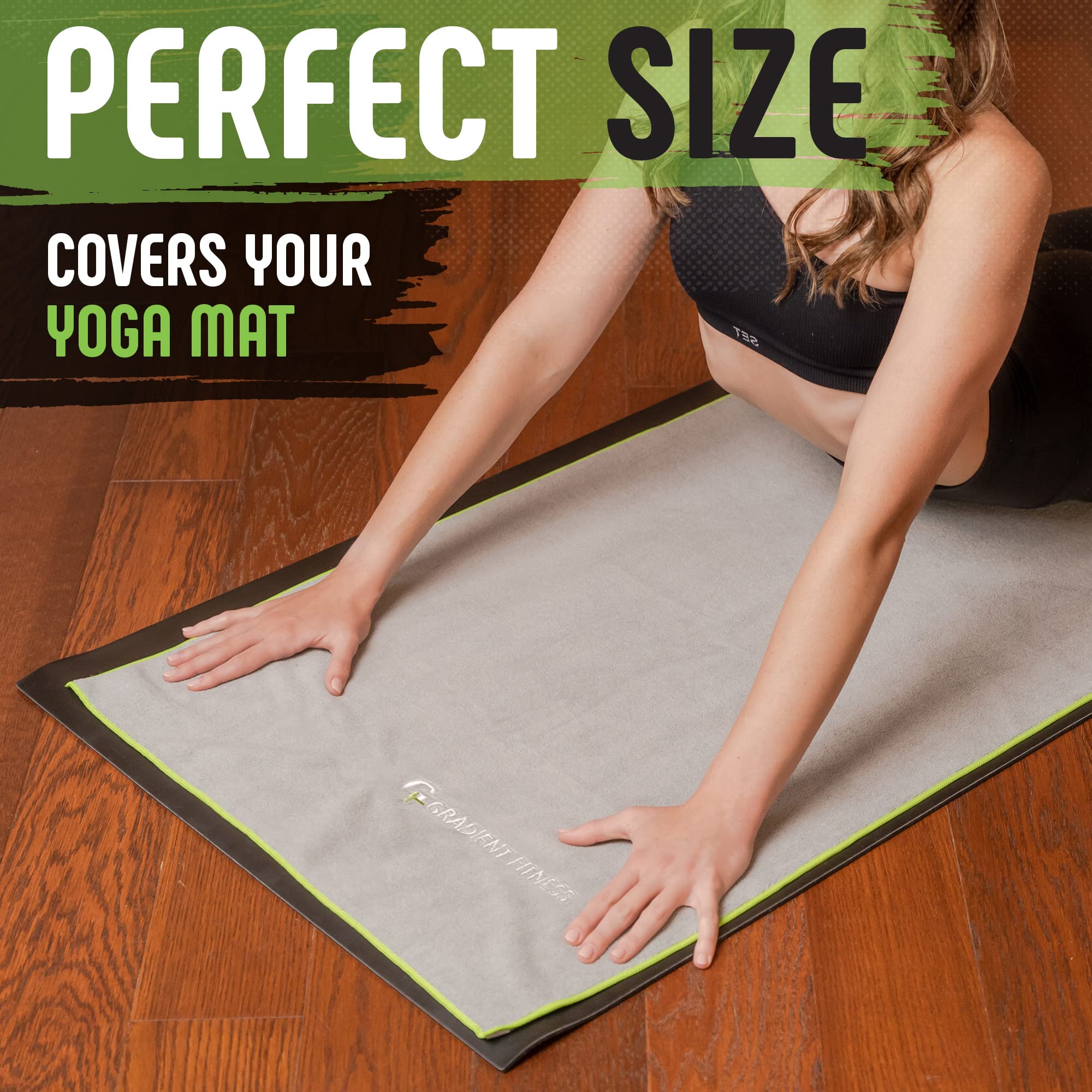 Non-Slip Gradient Fitness Yoga Towel - Microfiber Hot Yoga Mat Cover for Manduka & All Mats | Sweat Absorbent, Washable & Secure Grip for Hot Yoga, Pilates & Home Workouts
