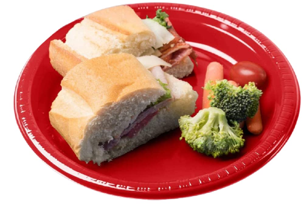 10 Inch Disposable Plastic Plates for Parties, Picnics & Events - Bulk Pack of 50, Eco-Friendly Dinnerware for BBQs, Birthdays & Catering - Ideal Dining Brand