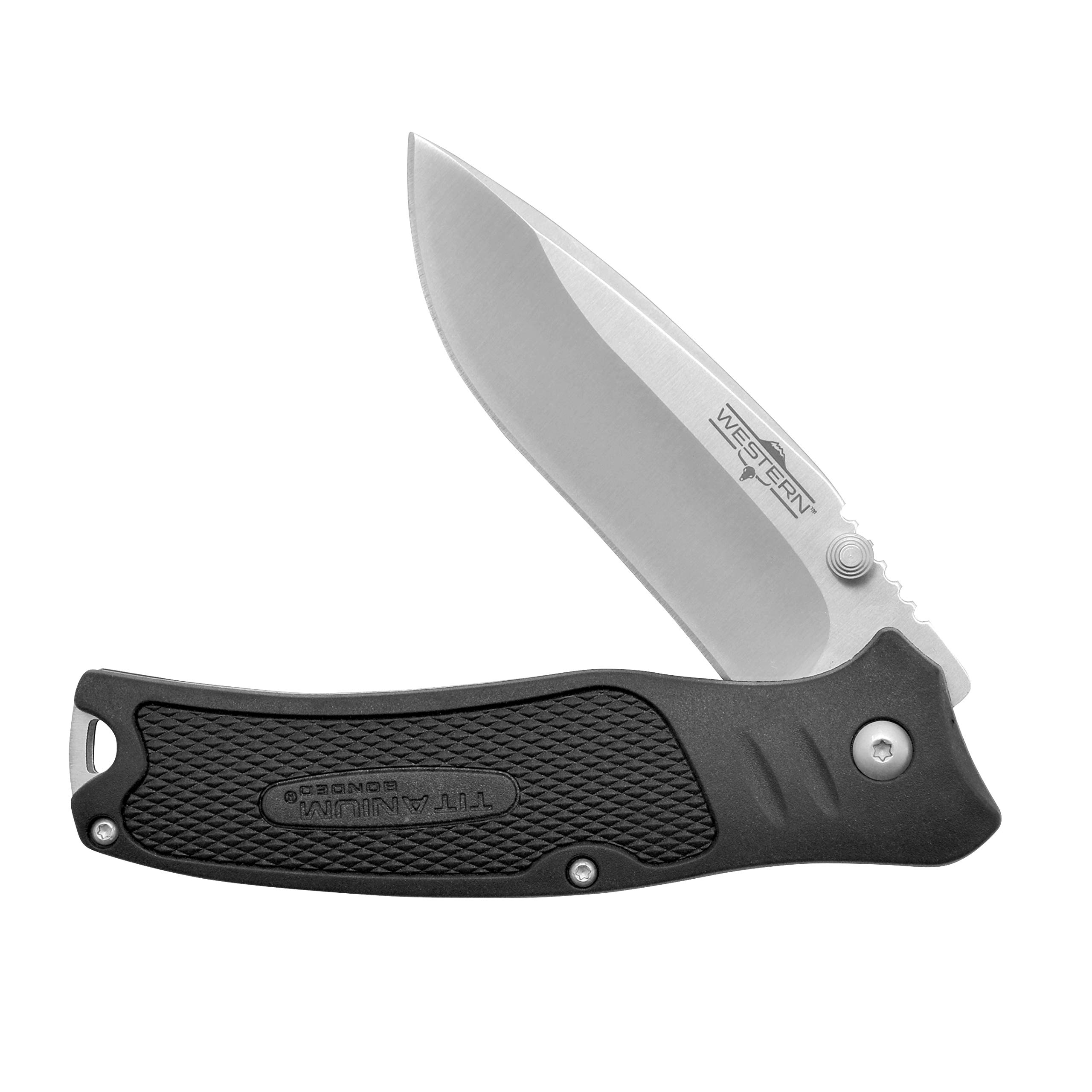 Camillus Western BlacTrax Folding Knife - Premium Stainless Steel Pocket Knife for Camping, Hiking & Outdoor Adventures