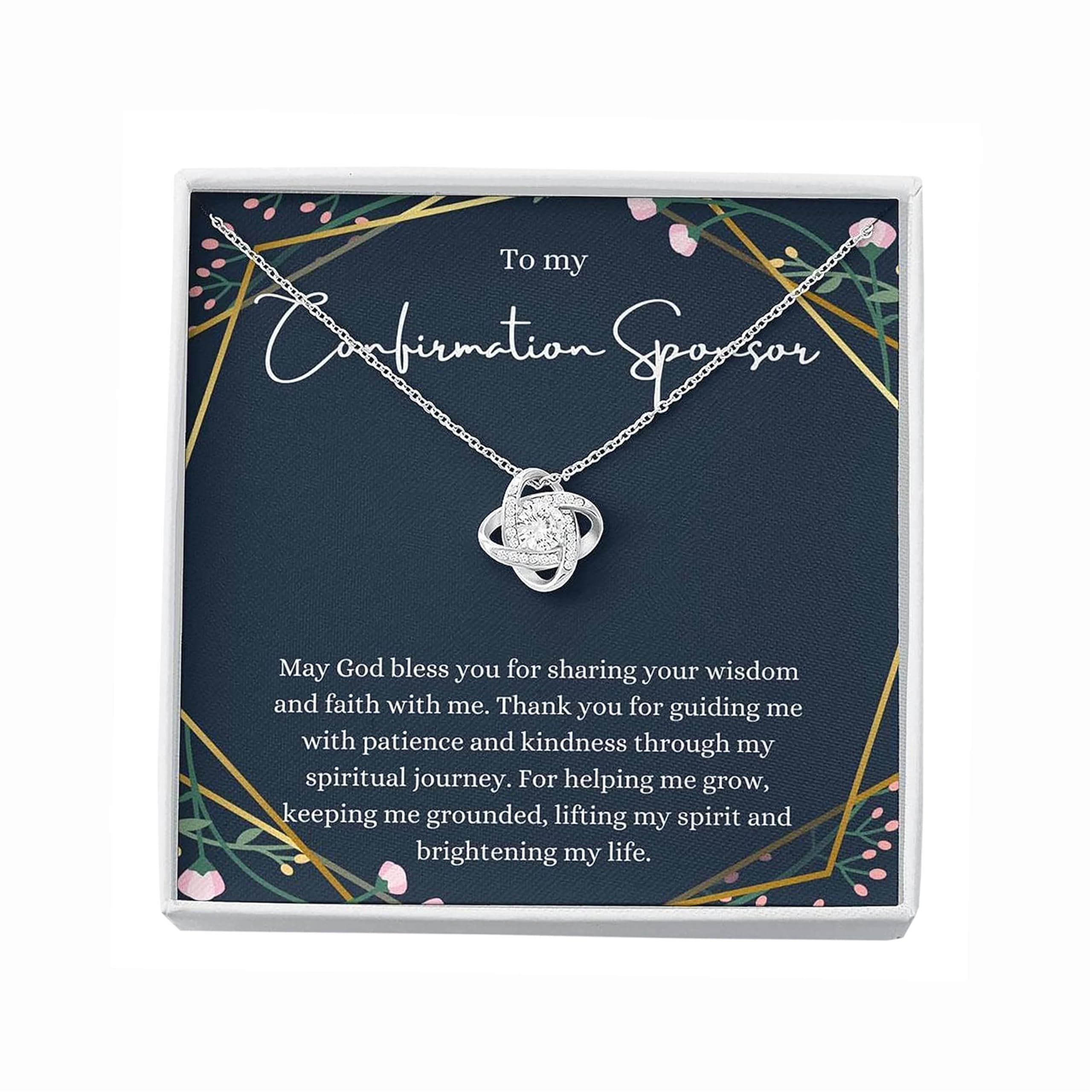 Religious Sponsor Necklace Gift for Women - Catholic Confirmation Jewelry with Card & Box for Birthday, Xmas