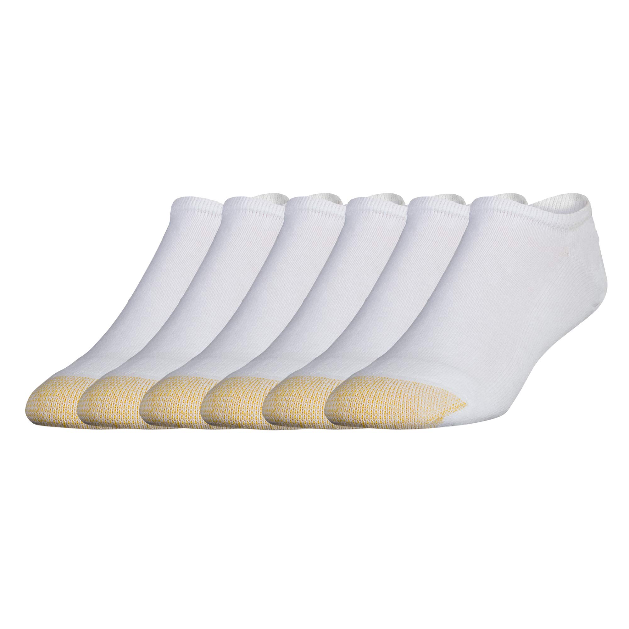 GOLDTOE Men's 656F Breathable Cotton No Show Athletic Socks 6-Pack - Comfortable Low Cut Invisible Socks for Running, Gym & Casual Wear