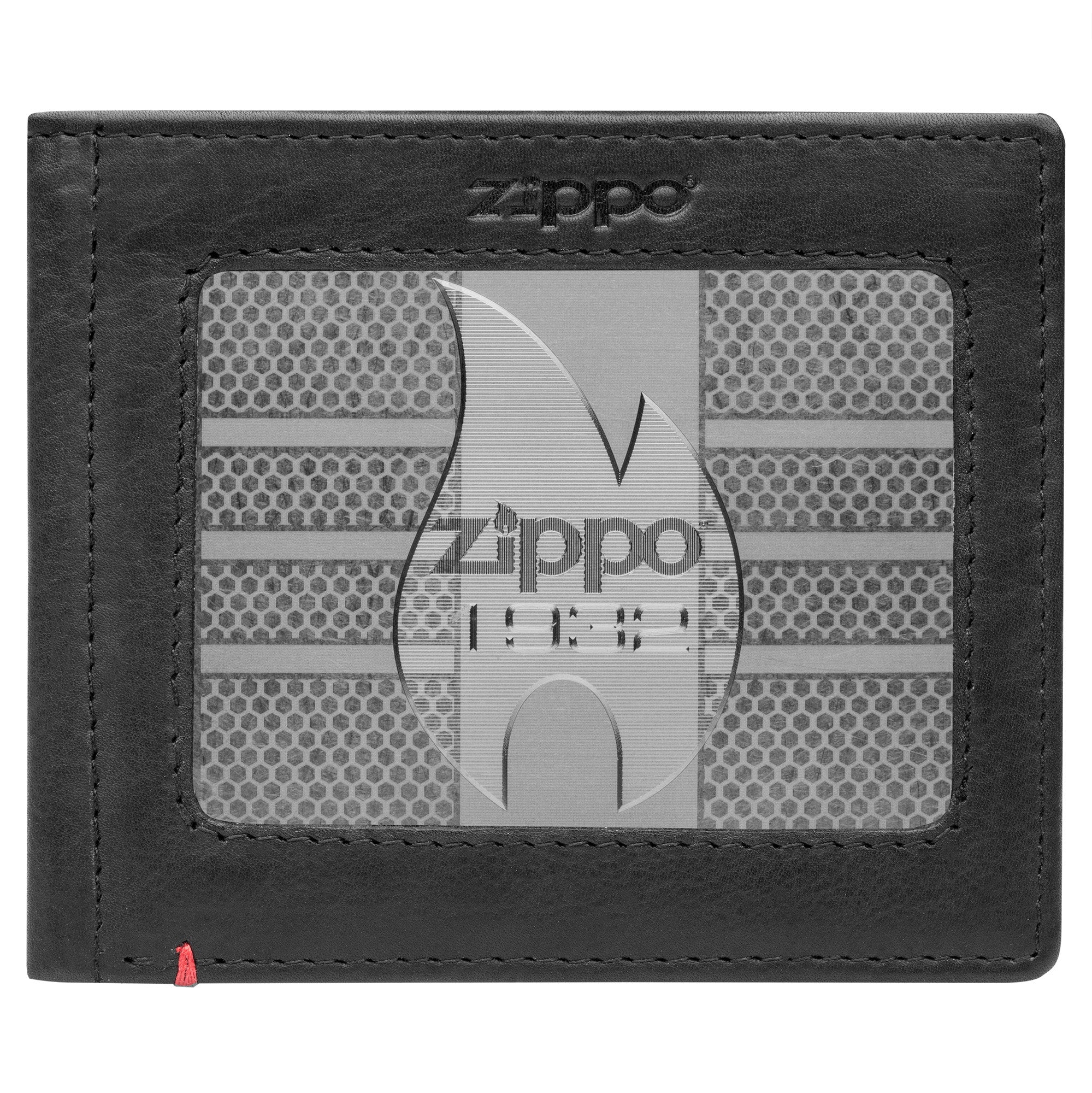Vintage Zippo 1932 Replica Black Leather Wallet with Metal Plate Design - Perfect for Men's Everyday Carry & Gift Giving