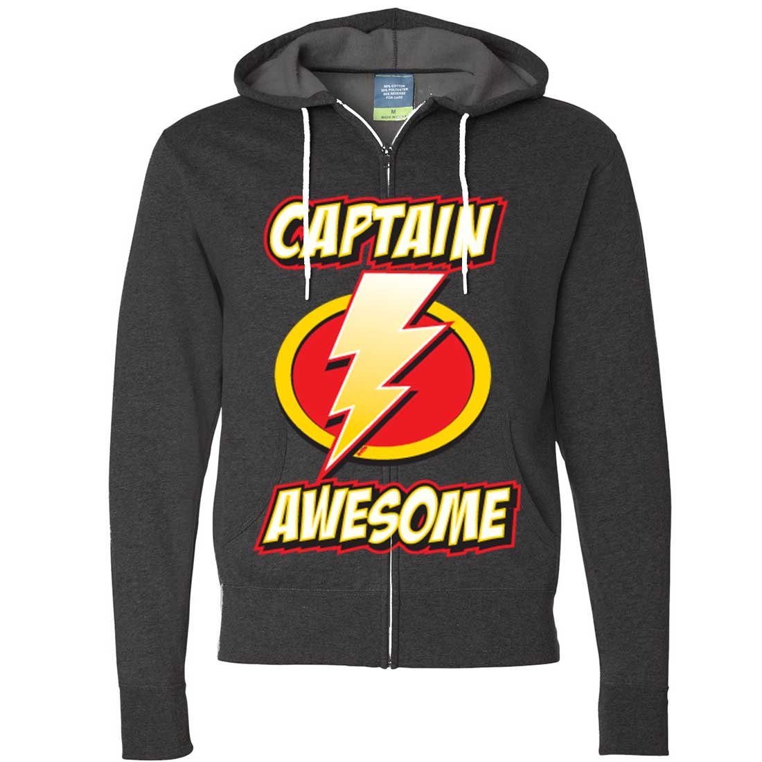 Dolphin Shirt Co Captain Awesome Zip-Up Hoodie for Men - Soft Fleece Pullover with Front Pocket | Perfect for Casual Wear, Gym & Outdoor Activities