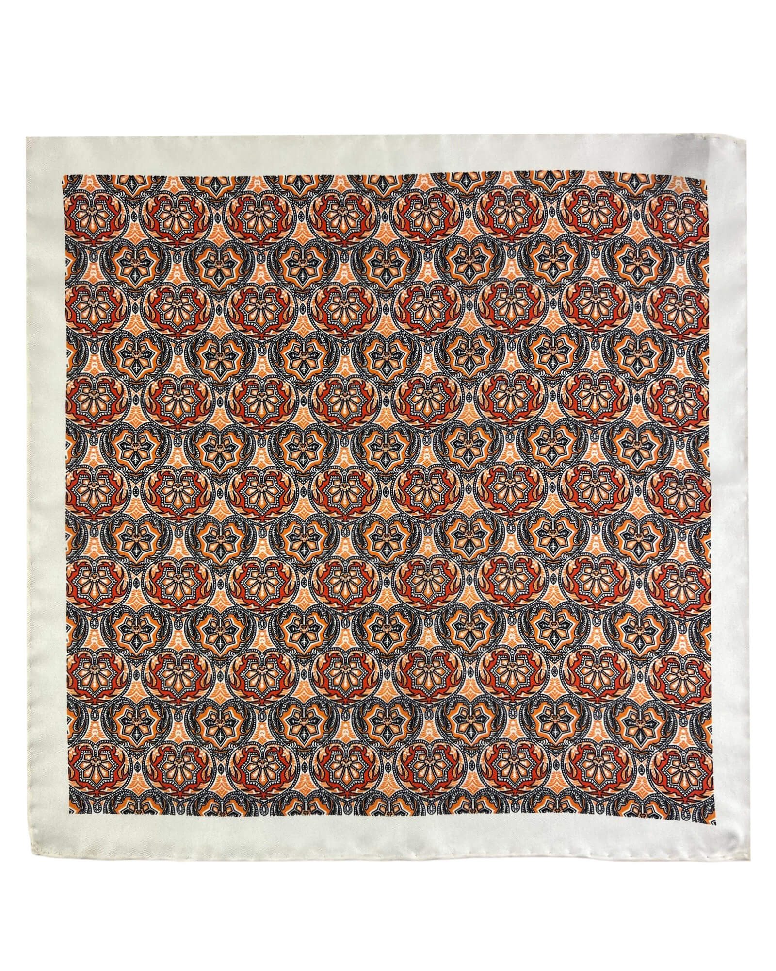 DÉCLIC Fireheart Patterned Handkerchief - Stylish Orange Bandana for Men & Women - Perfect for Fashion Accessories, Gifts, and Everyday Carry (EDC)