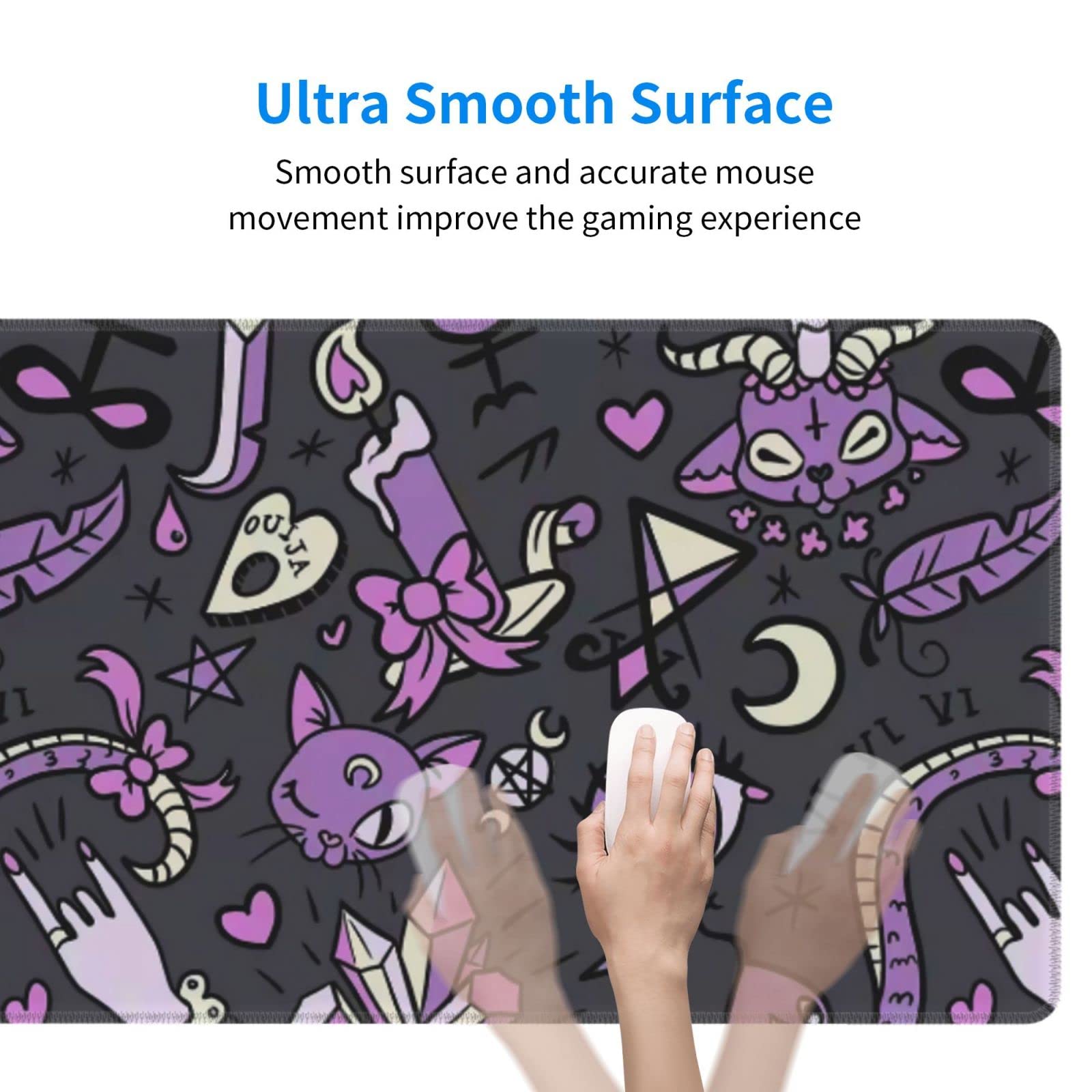 Goth Gaming Mouse Pad - Spooky Gray & Purple Extended XL Mouse Mat (31.5