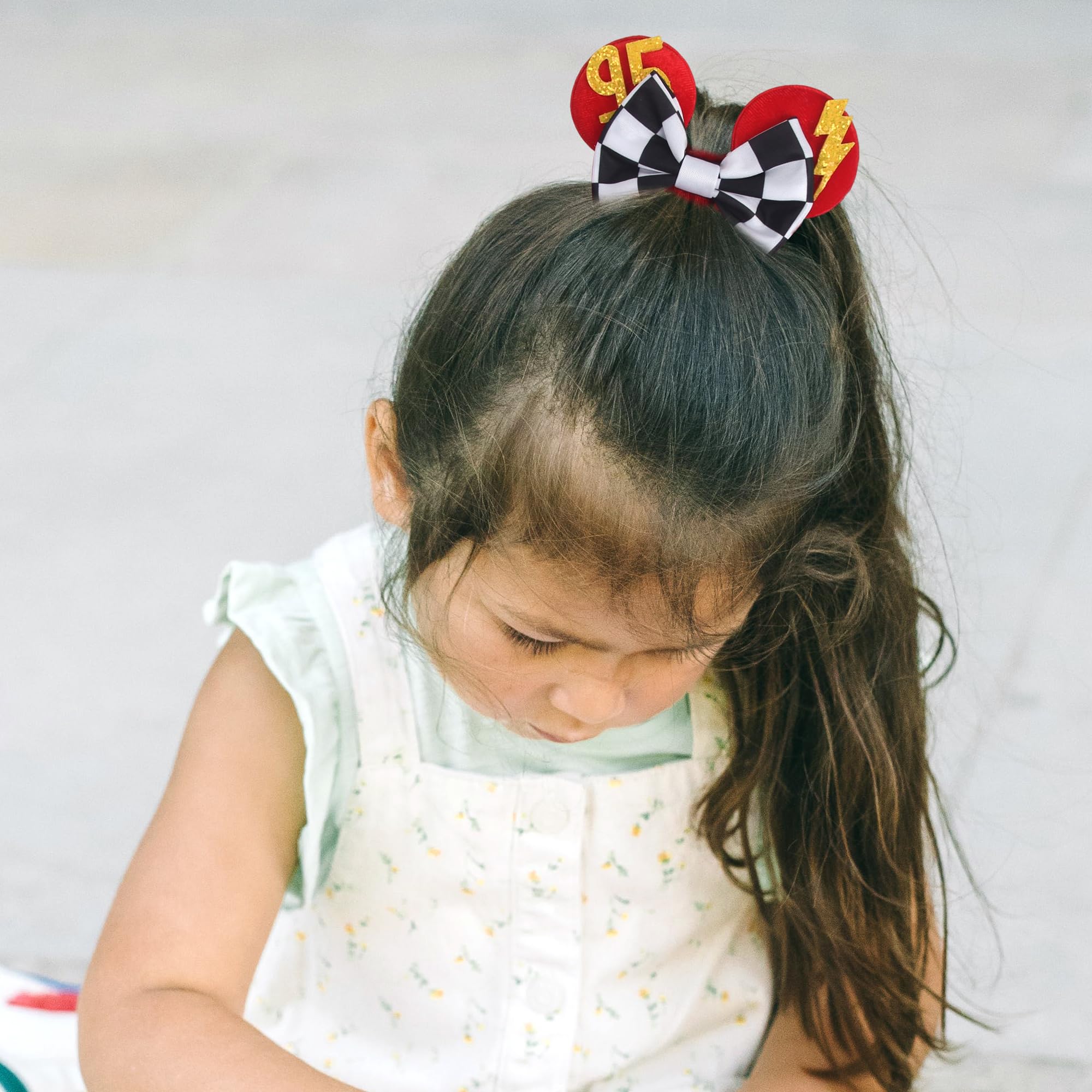 Disney-Inspired Mouse Ears Hairband with Lightning McQueen Car Ears - Sparkly Sequin Scrunchies Headband for Women | Perfect for Carnival, Birthday Parties & Disney Theme Park Visits