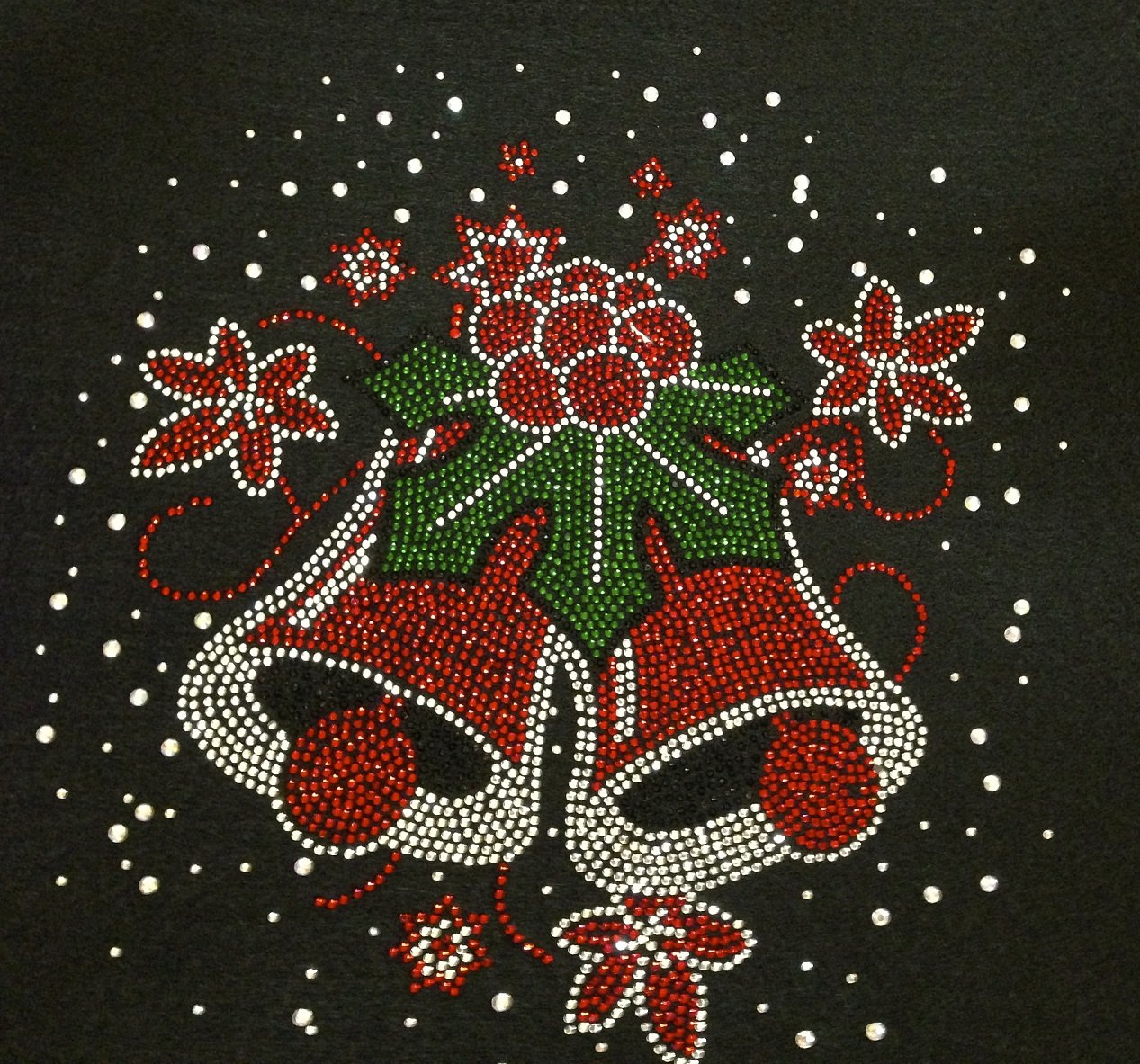 Christmas Bell Rhinestone Iron On Transfer - Sparkling Holiday Decals for DIY T-Shirts, Hats & Bags - Perfect for Christmas Crafts & Party Decorations