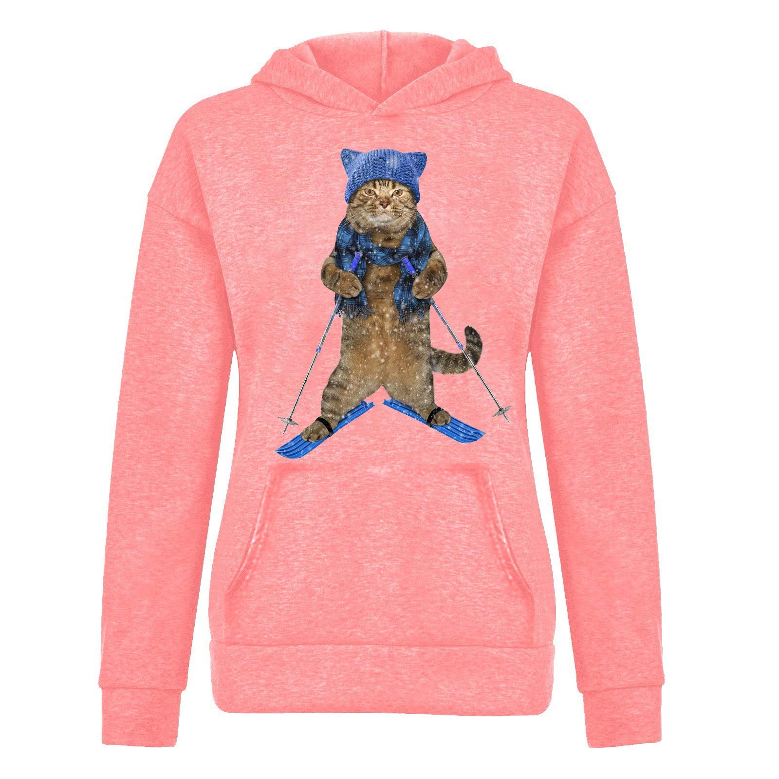 SSZZoo Women's Winter Casual Hoodie with Cat Print - Cozy Fleece Sweatshirt for Ladies | Perfect for Outdoor Activities, Lounging & Streetwear Fashion