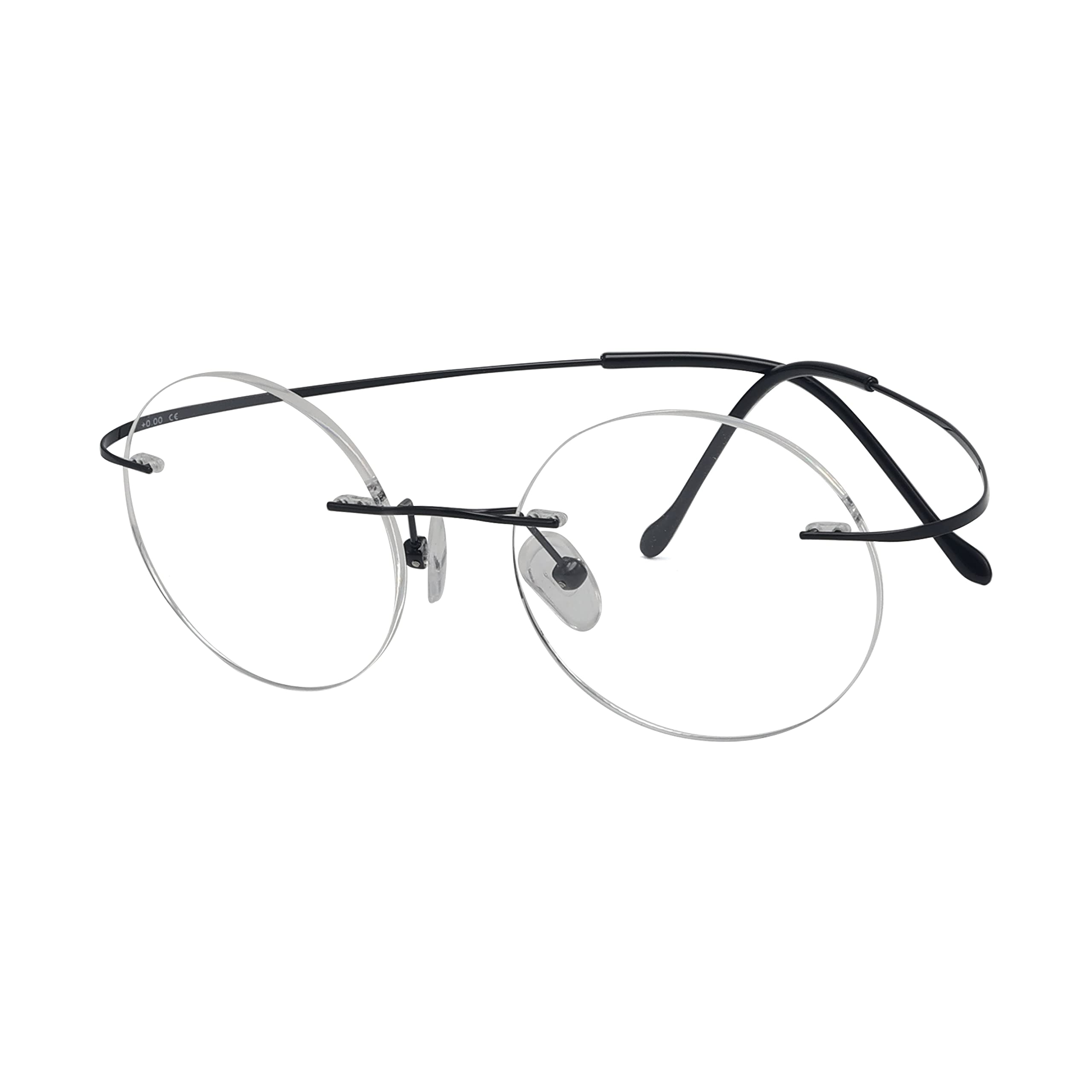 Titanium Rimless Round Reading Glasses for Men - Lightweight Circle Readers for Reading & Computer Use - Perfect for Office, Home & Travel