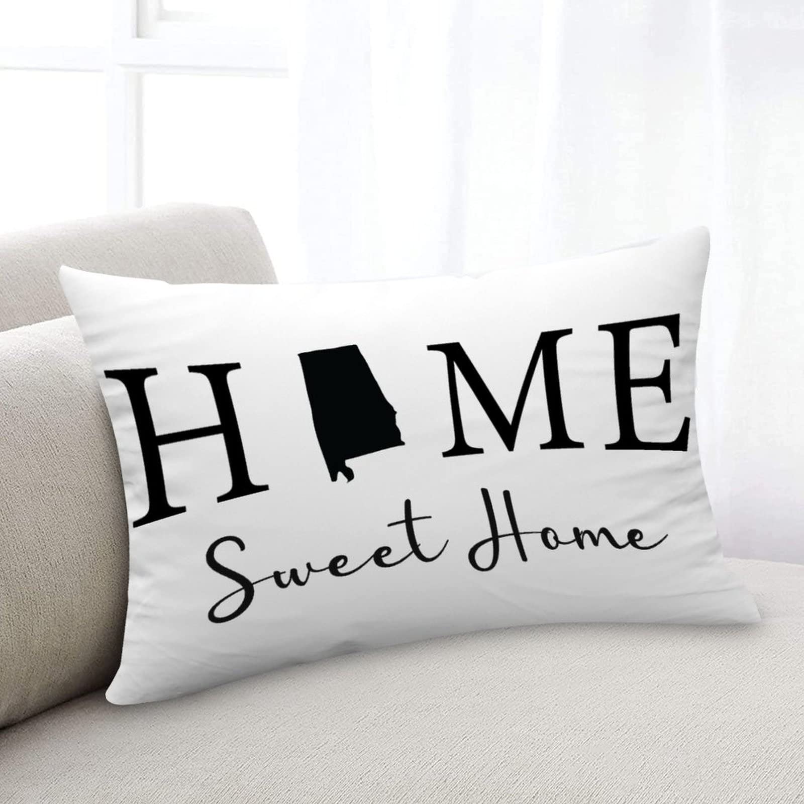 12x20 Inch Farmhouse Style Alabama State Map Pillow Covers - 'Home Sweet Home' Embroidered Throw Pillow Cases for Couch, Bed & Sofa Decor - Perfect for Holiday Decorations, Housewarming Gifts & Cozy Home Accents