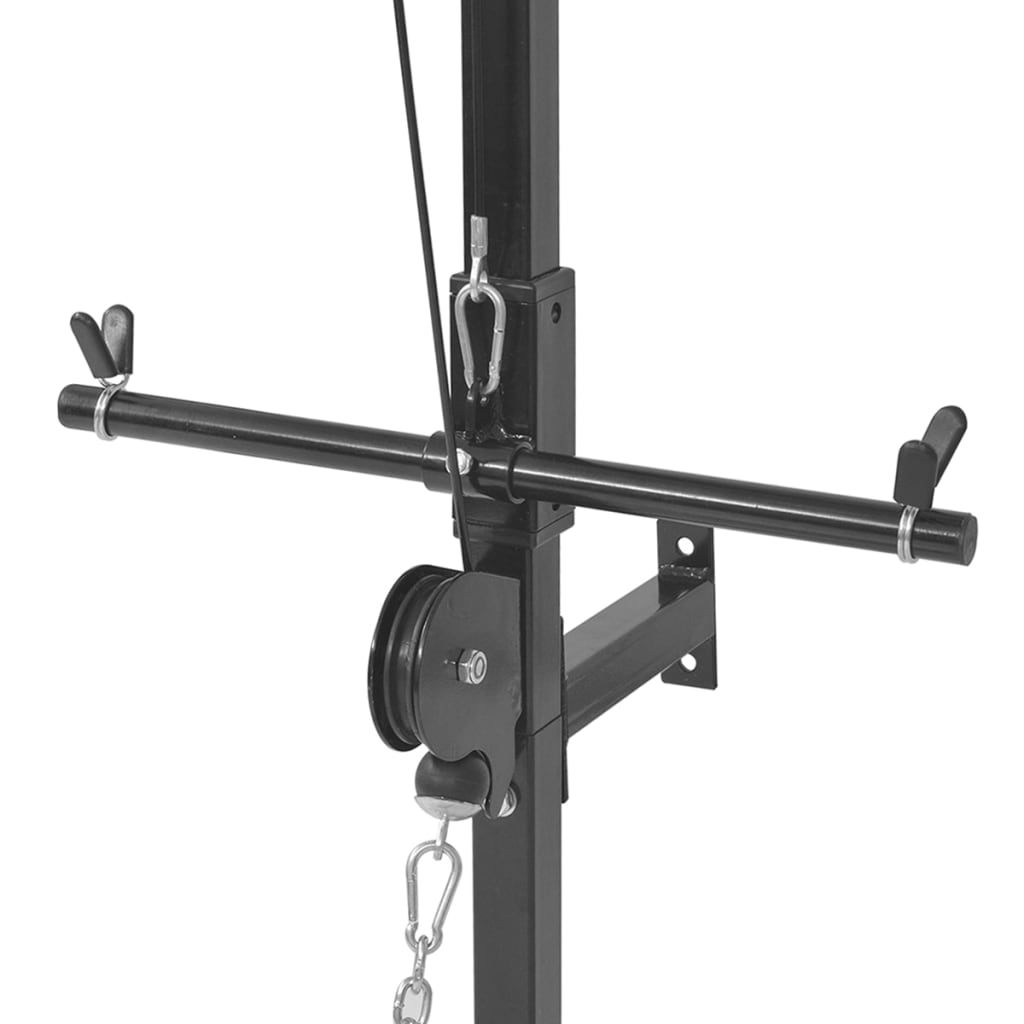 vidaXL Wall Mounted Power Tower with Barbell and Dumbbell Set - 30.5 kg Home Gym Equipment for Strength Training & Full Body Workouts - Perfect for Home Fitness, Garage Gym & Small Spaces