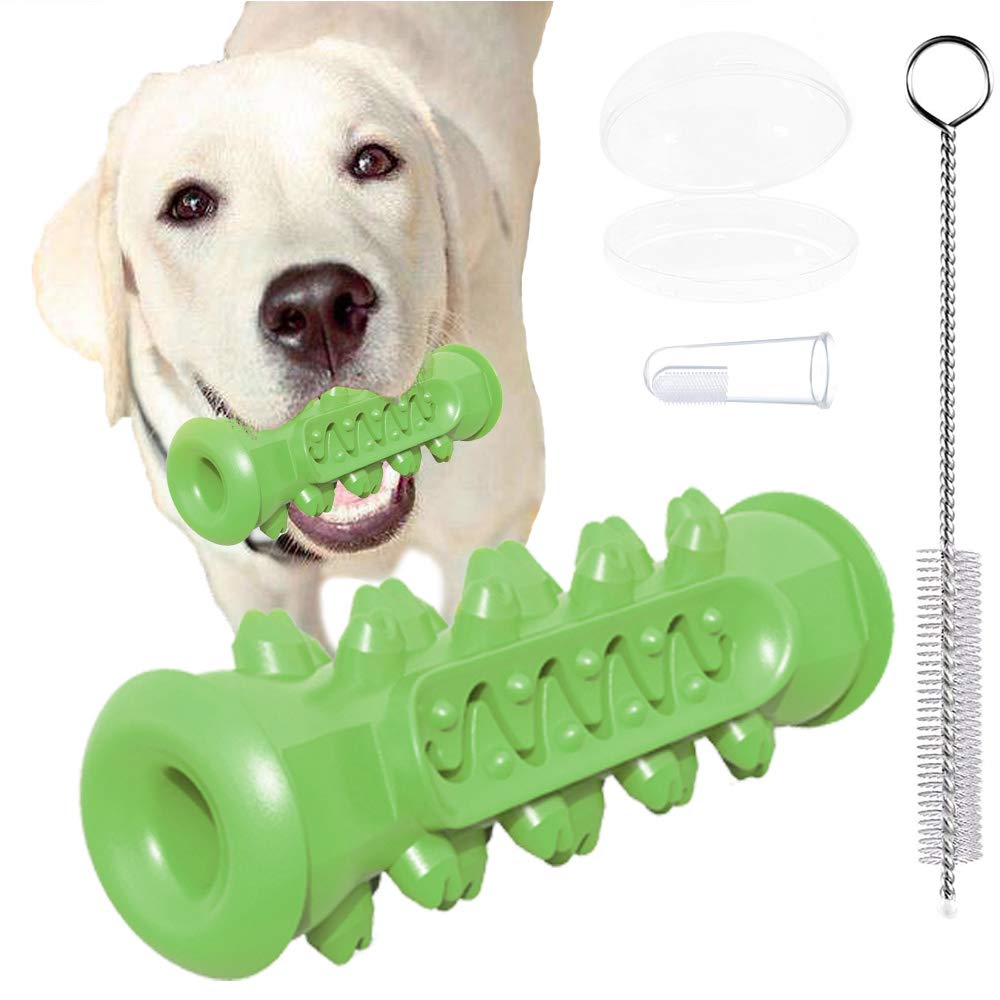 Durable Natural Rubber Dog Chew Toothbrush - Dental Cleaning Chew Toy for Small & Medium Dogs | Teeth Cleaning Sticks with Finger Toothbrush | Perfect for Puppy Dental Care & Playtime at Home