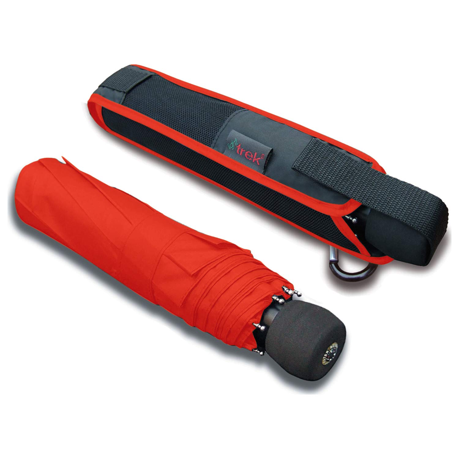 EuroSCHIRM Light Trek Trekking Umbrella - Compact & Windproof Travel Umbrella for Hiking, Camping, and Outdoor Adventures - Red