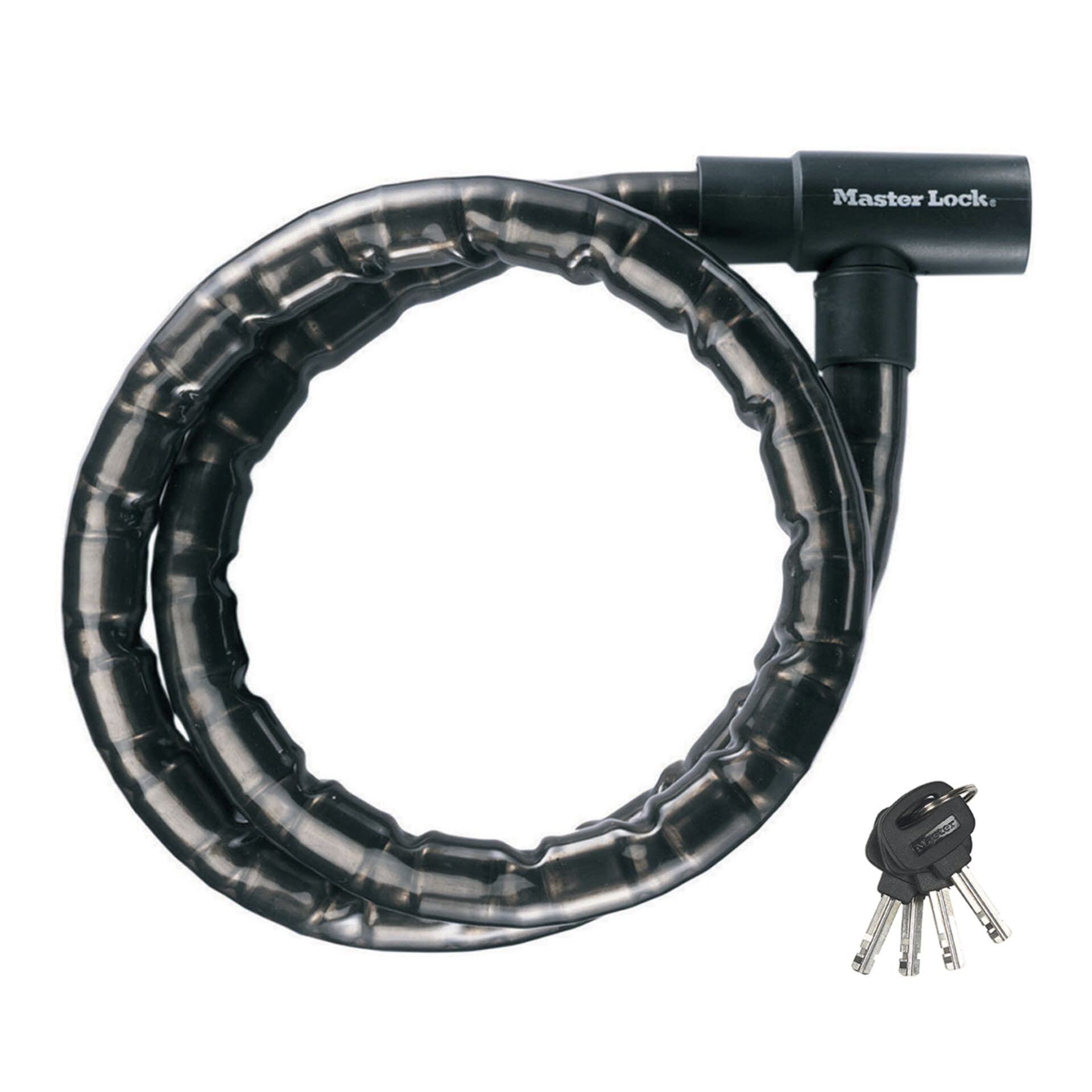 Master Lock 8115EURDPS Motorbike & Bicycle Cable Lock - 1.2m Armored Steel Security with Key - Weatherproof Outdoor Use for Parking, Commuting & Travel Protection